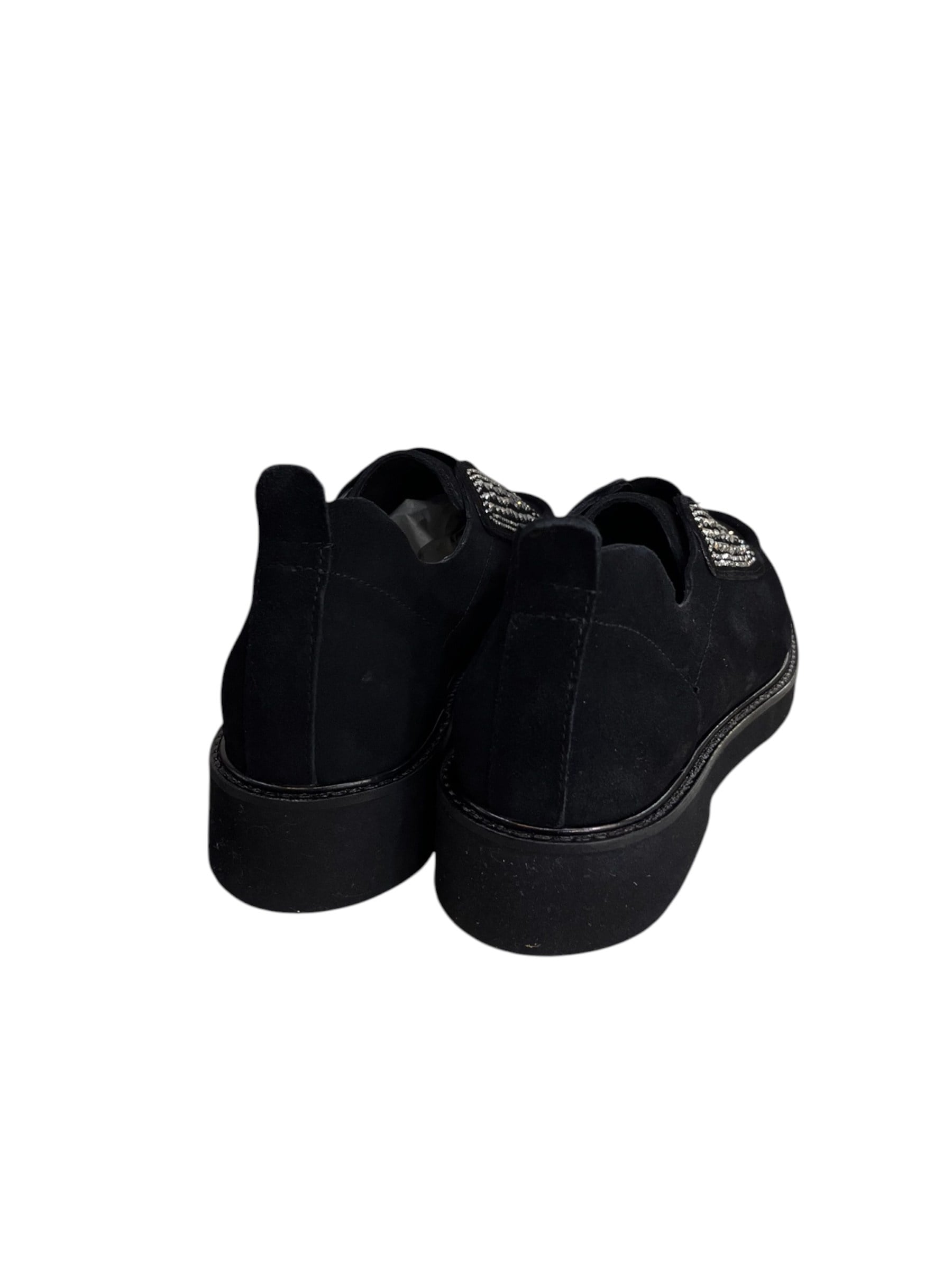 Siyah Hakiki Deri Süet Taş Detay Comfort  Loafer