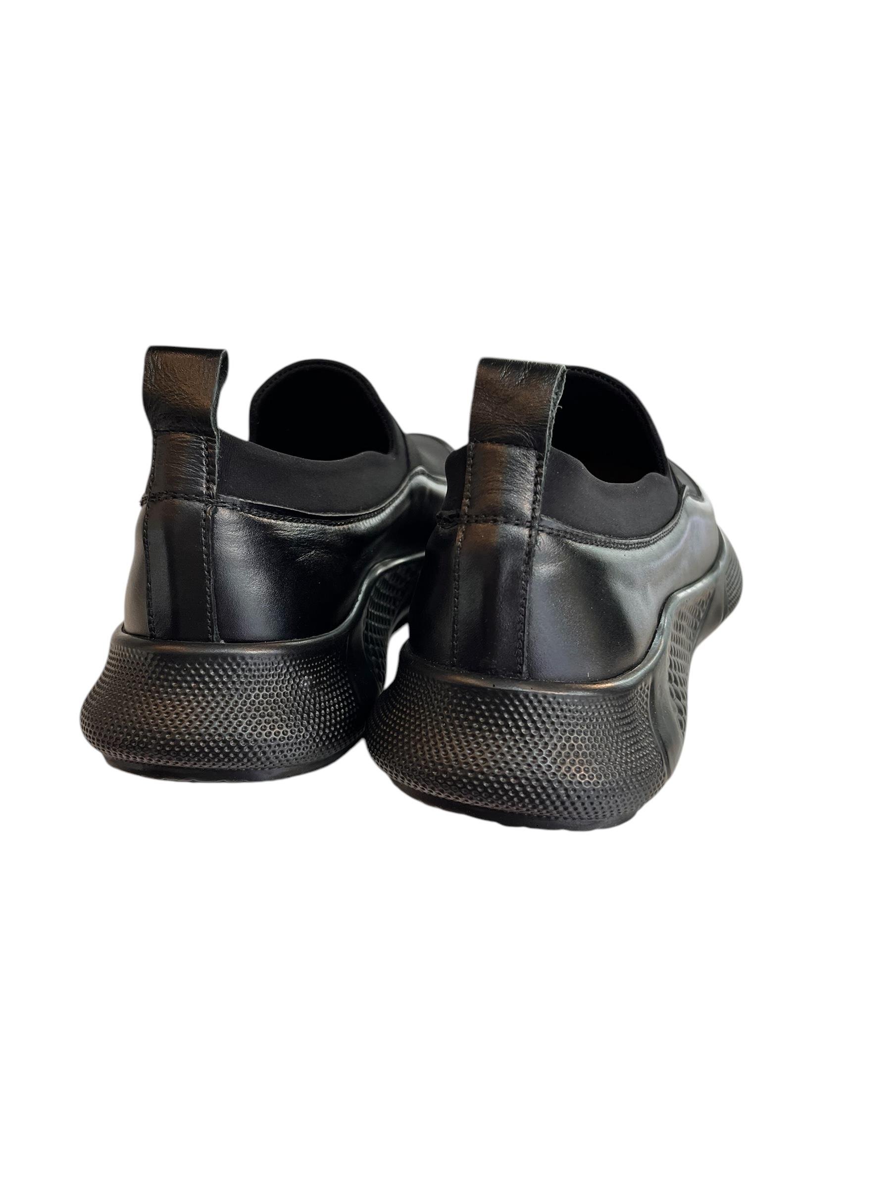 Siyah Hakiki Deri Tokalı Strech Yüzlü Comfort Sneaker