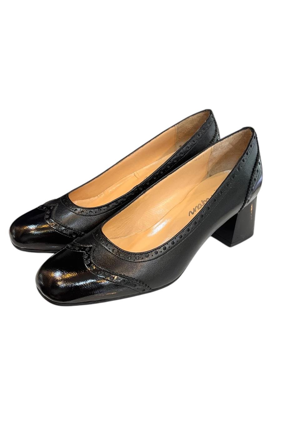 Siyah Hakiki Deri  Topuklu Ayakkabı