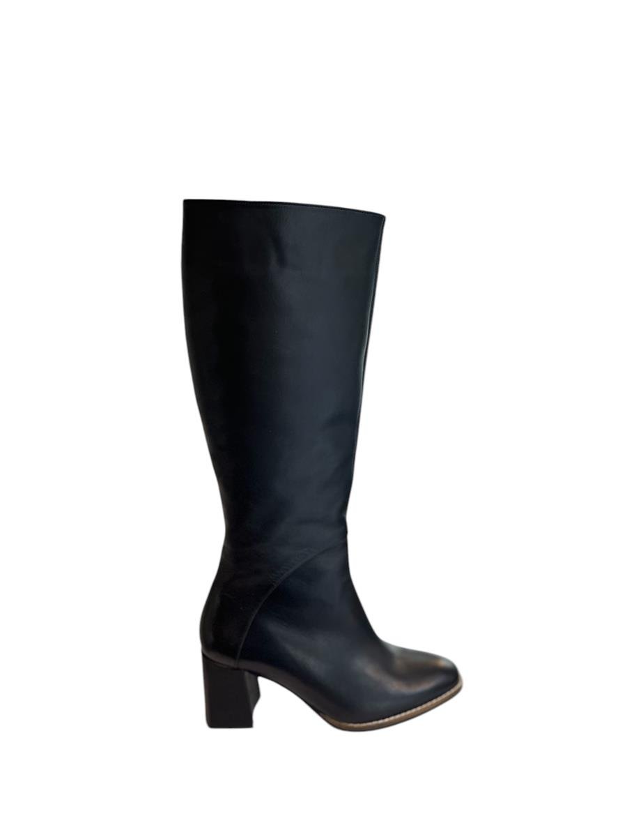 Siyah Hakiki  Deri Topuklu Çizme