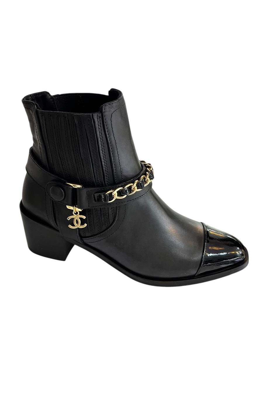 Siyah Hakiki Deri Zincir Detay  Bot