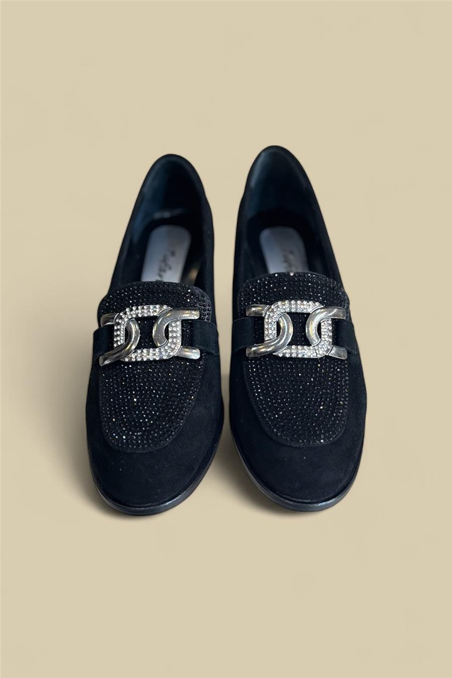 Siyah Hakiki Nubuk Deri Toka Detay Loafer