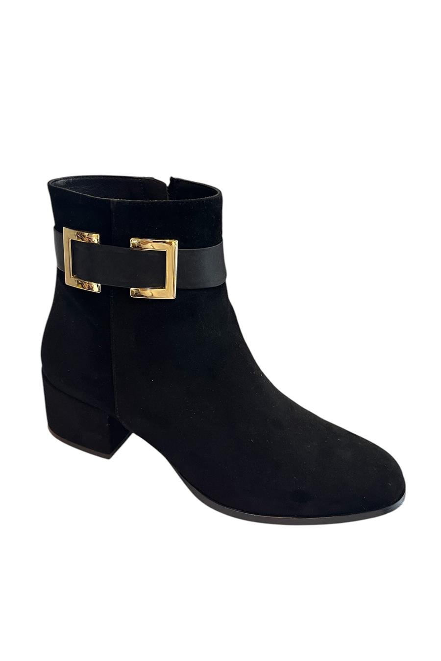 Siyah Hakiki Süet Deri İçi Sıcak Astar Bot