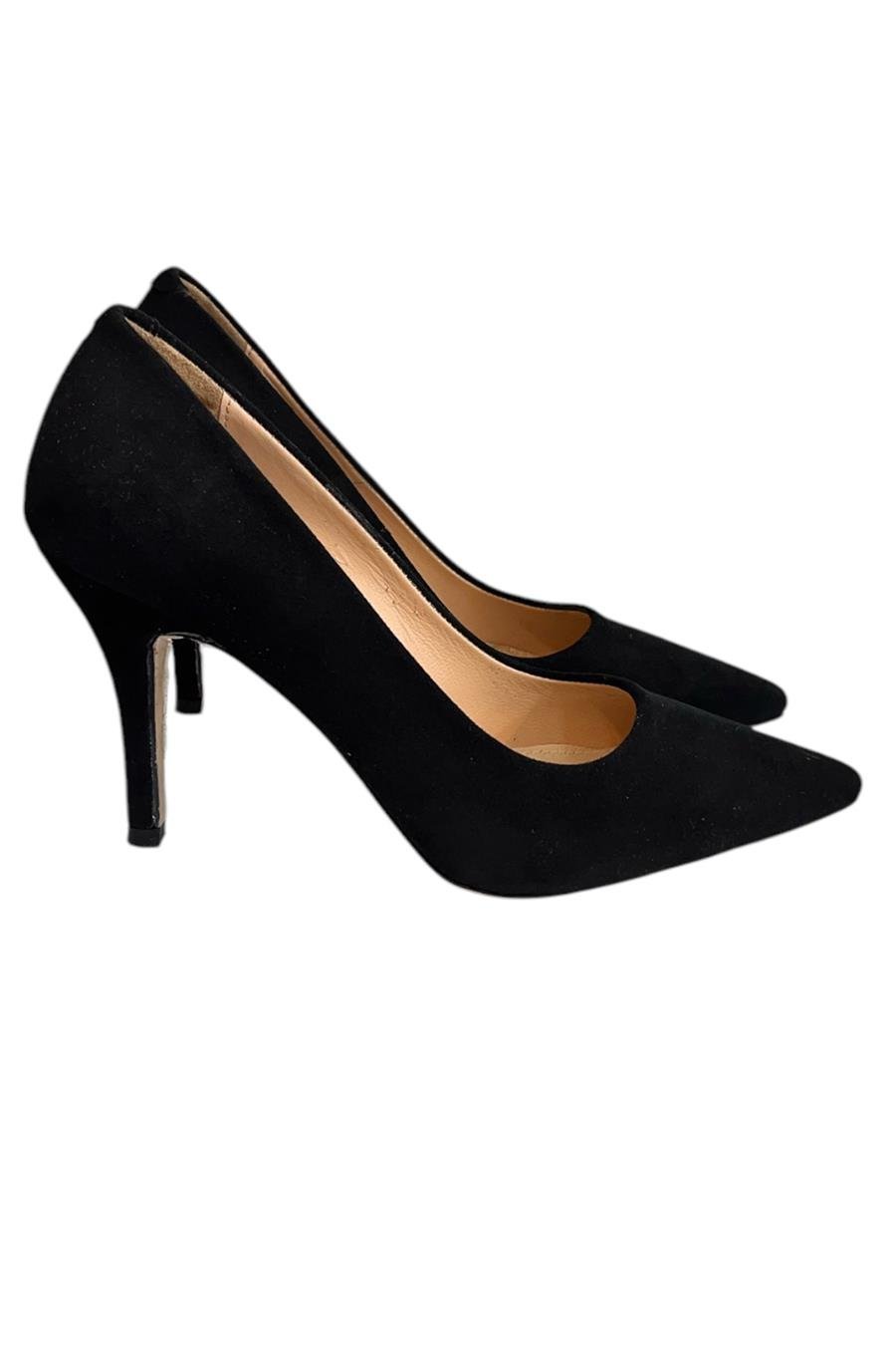 Siyah Hakiki Süet Deri Stiletto