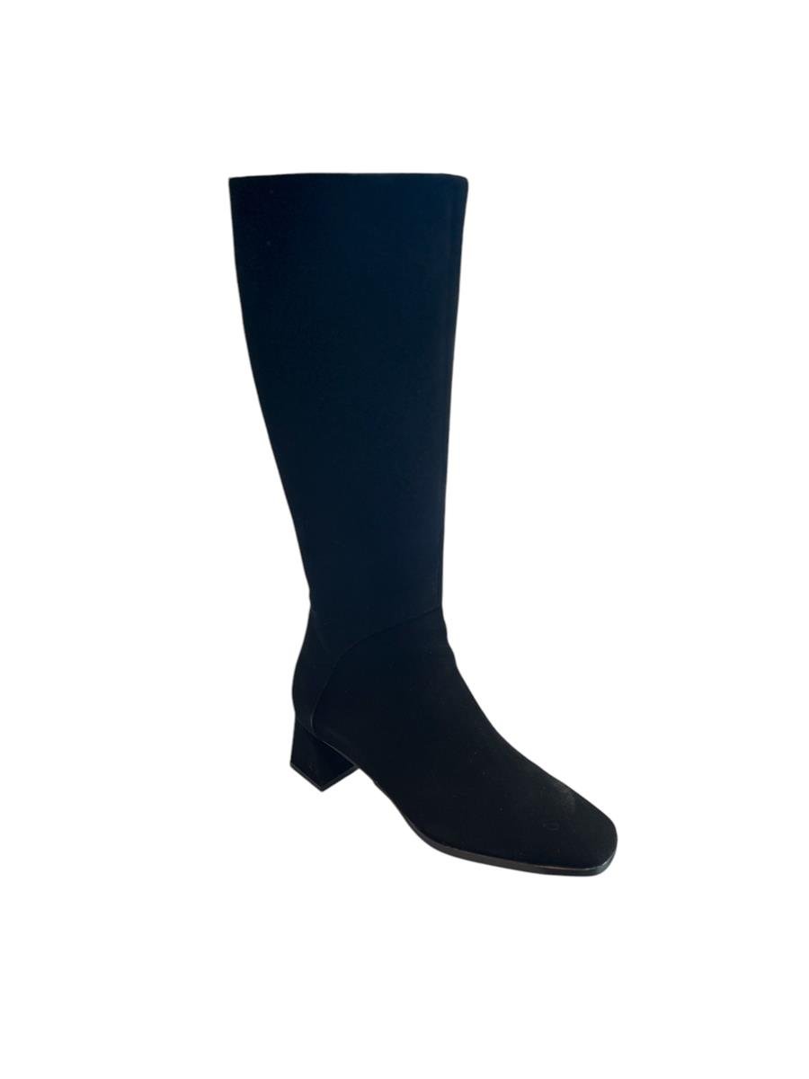 Siyah Hakiki Süet Deri Topuklu Çizme