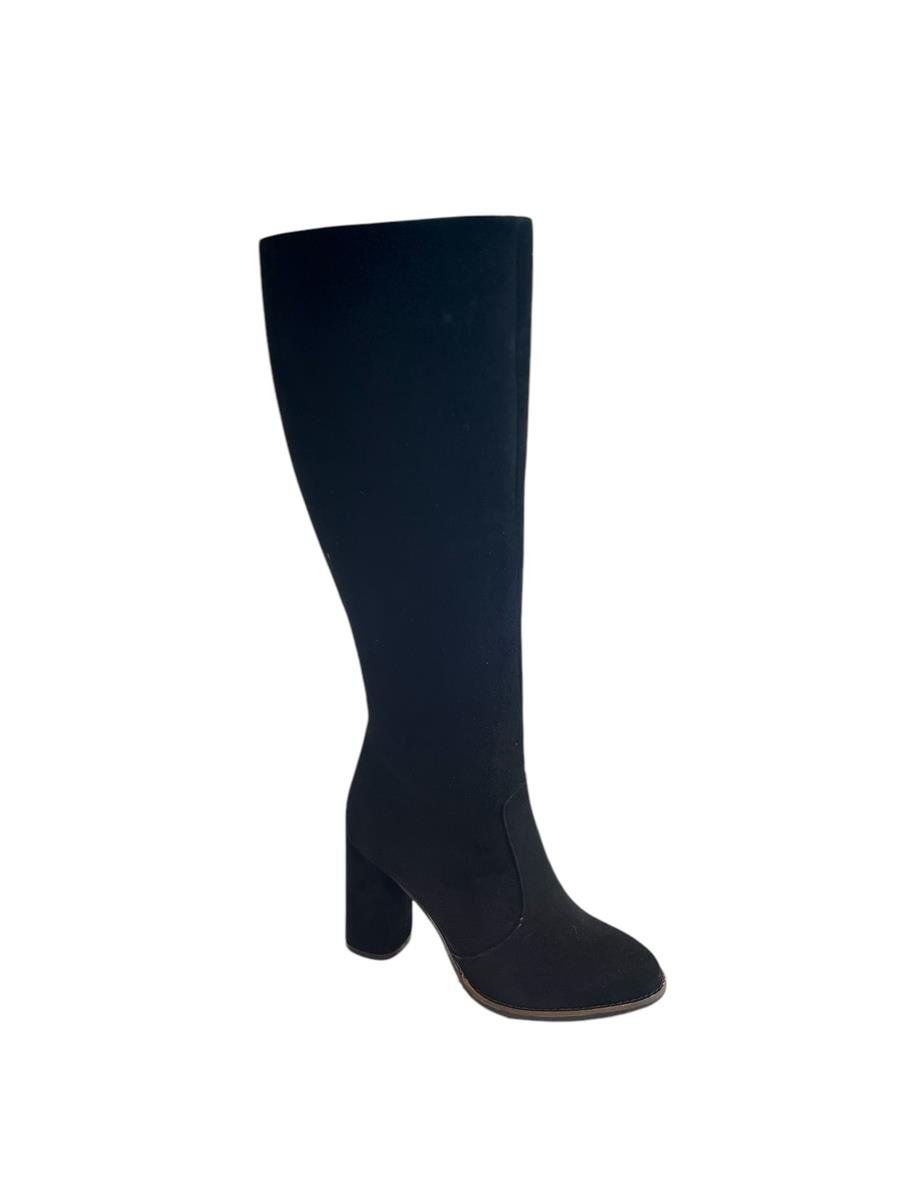 Siyah Hakiki Süet Deri Topuklu Çizme