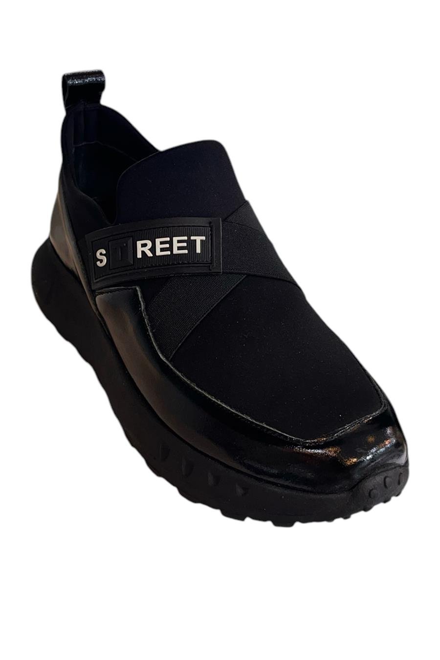 Siyah Rugan Hakiki Deri Comfort Taban Sneaker