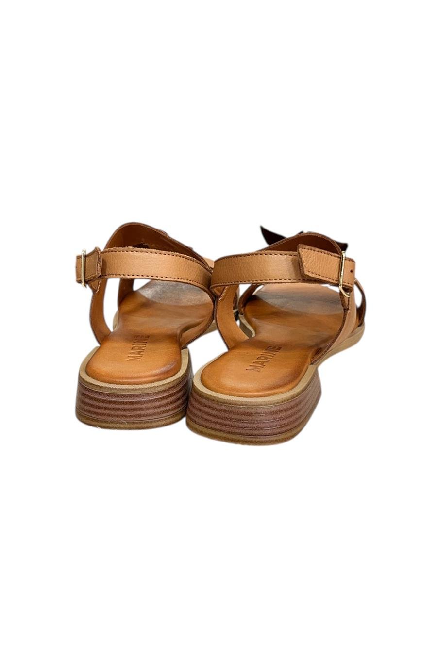 Taba Hakiki Deri Çift Bantlı Yumuşak Taban Comfort Sandalet