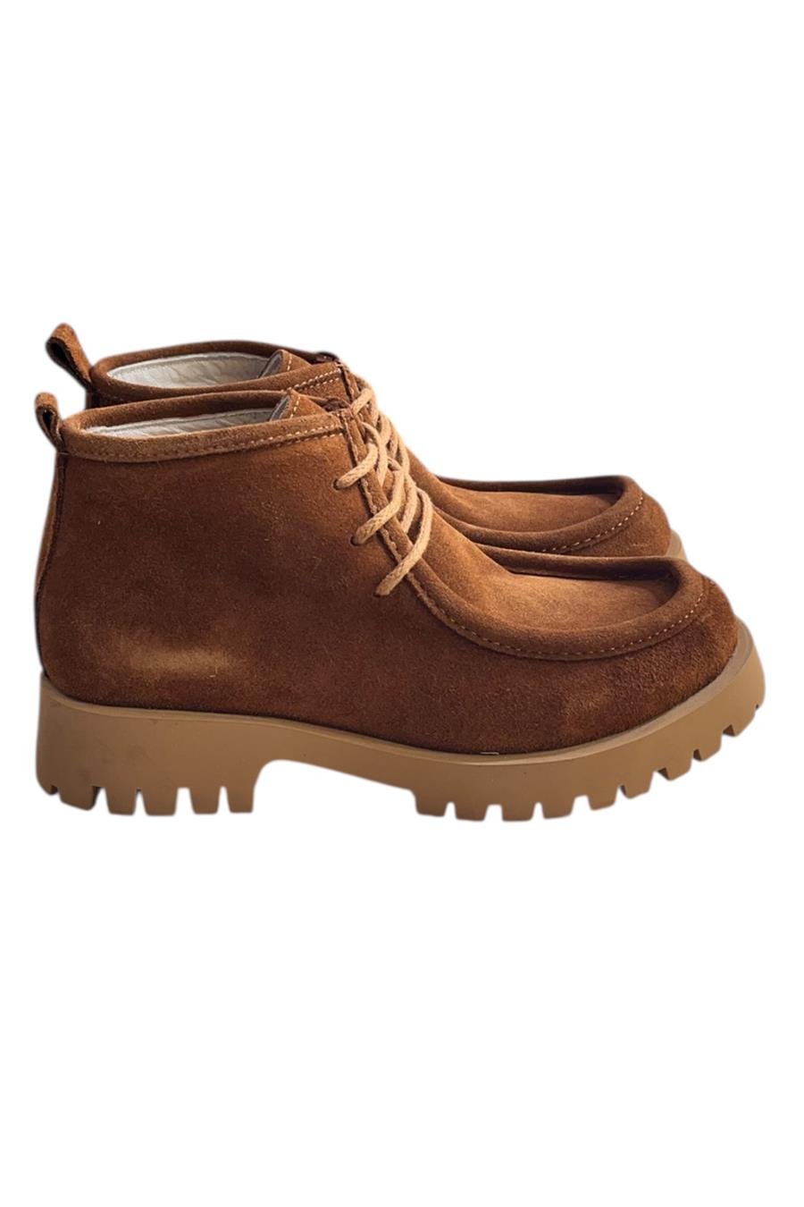 Taba Hakiki Deri Süet Bağcıklı Bot