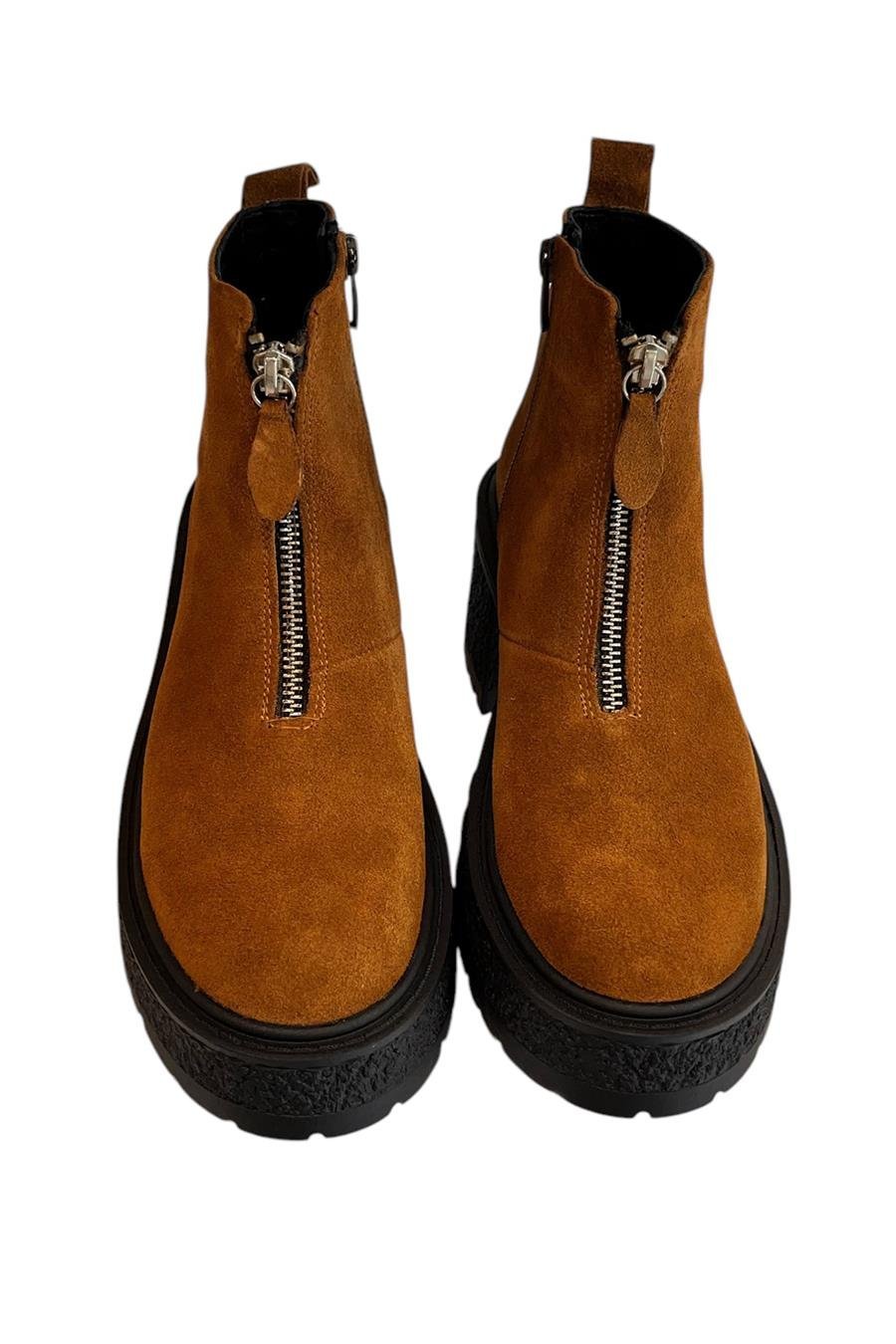 Taba Hakiki Deri Süet Fermuar Detay Bot