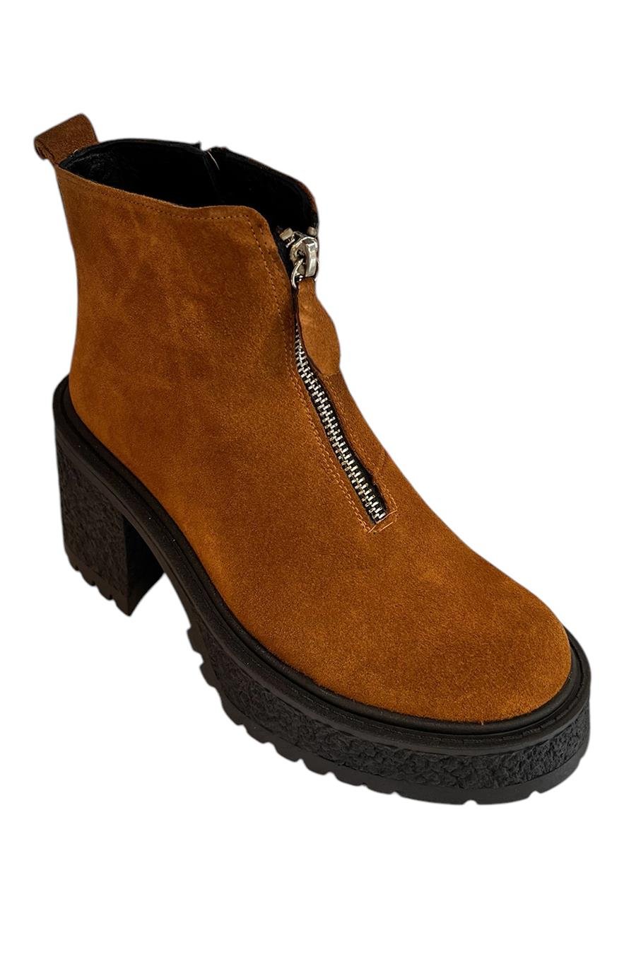 Taba Hakiki Deri Süet Fermuar Detay Bot