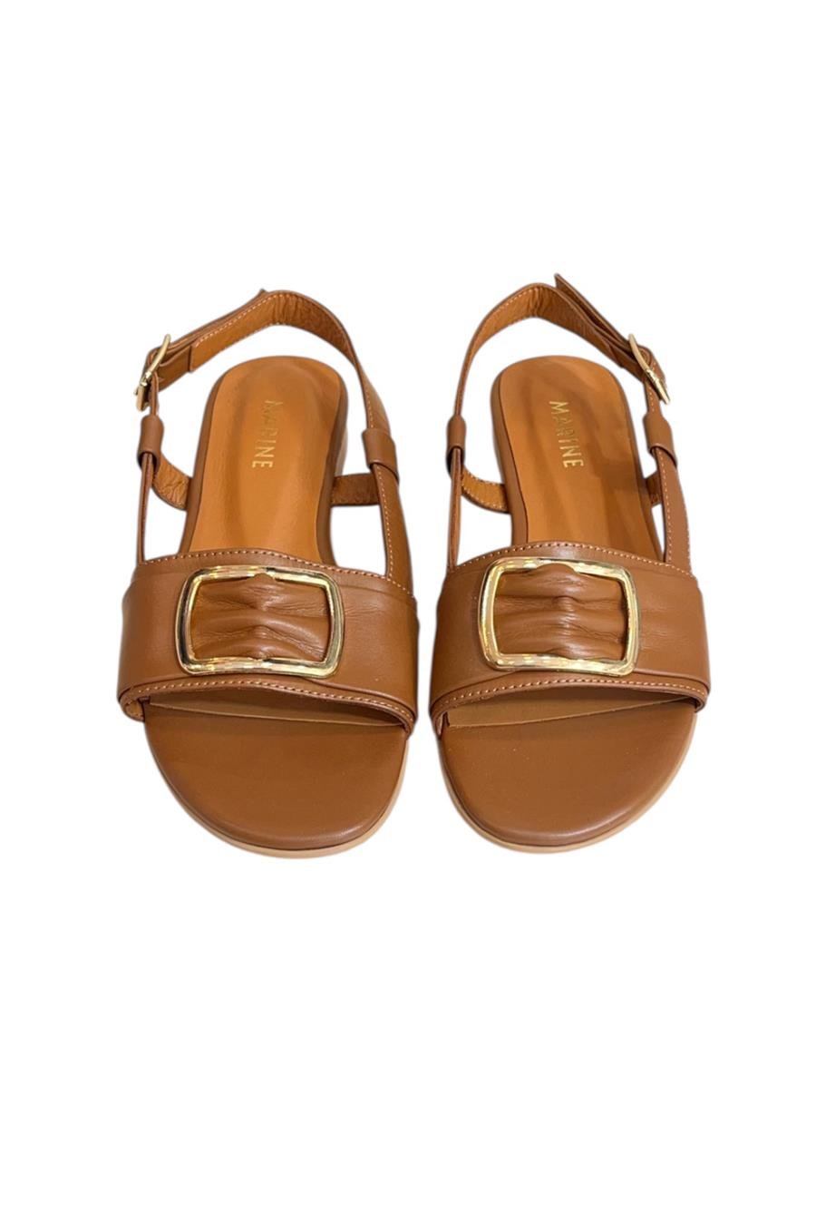 Taba Hakiki Deri Tek Bant Toka Detay Sandalet