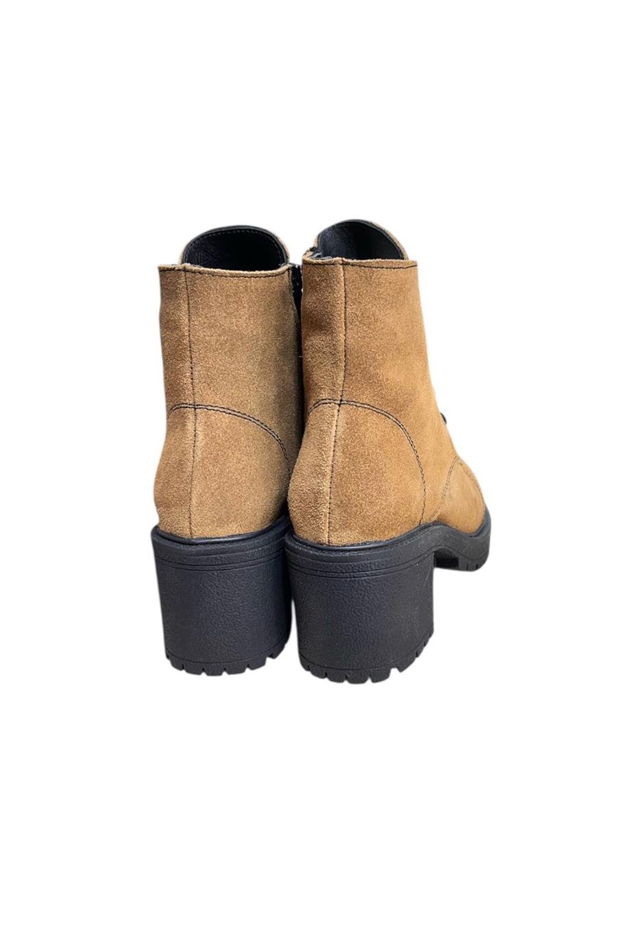 Taba Hakiki Süet  Bağcık Detay  Yandan Fermuarlı Kalın Topuk Bot