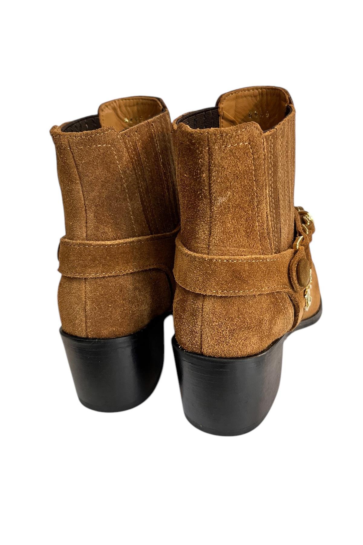 Taba Hakiki Süet Deri Zincir Detay  Bot