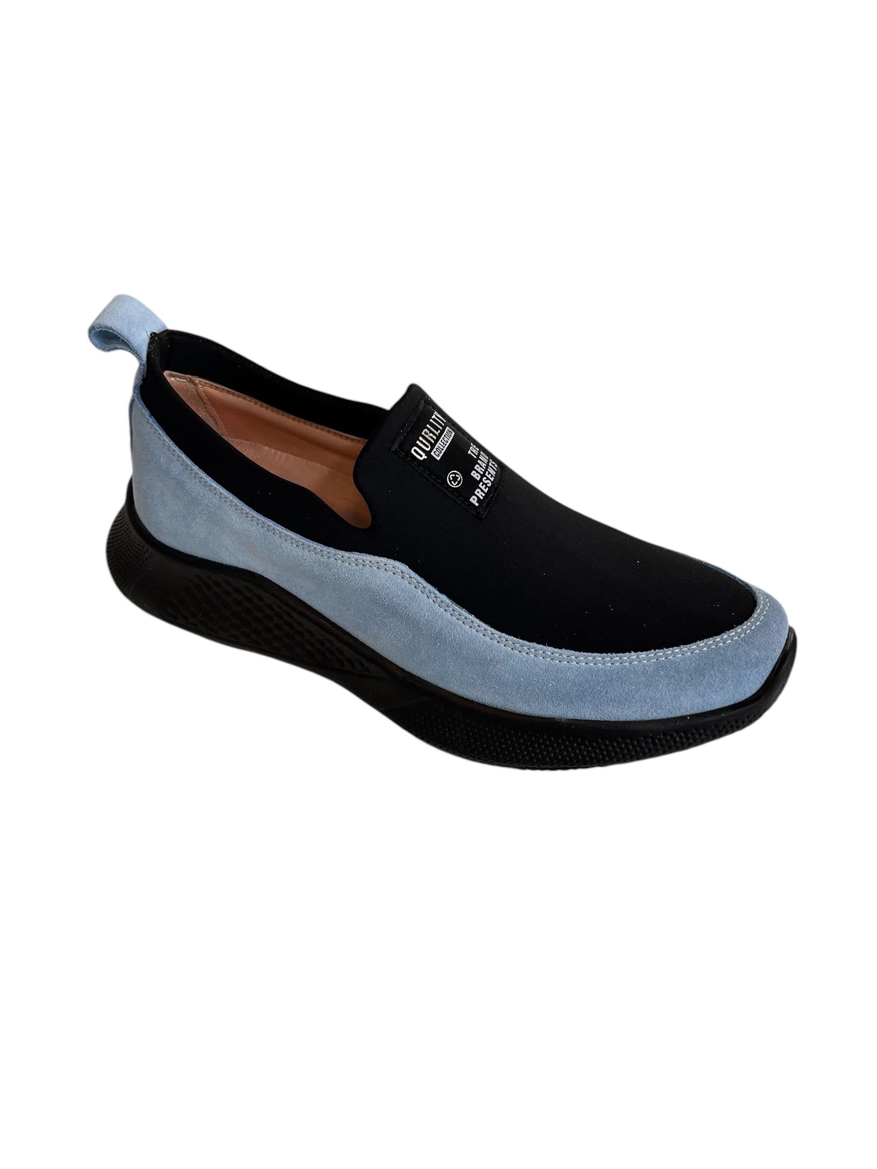 Turkuaz Süet Hakiki Deri Strech Yüzlü Comfort Sneaker