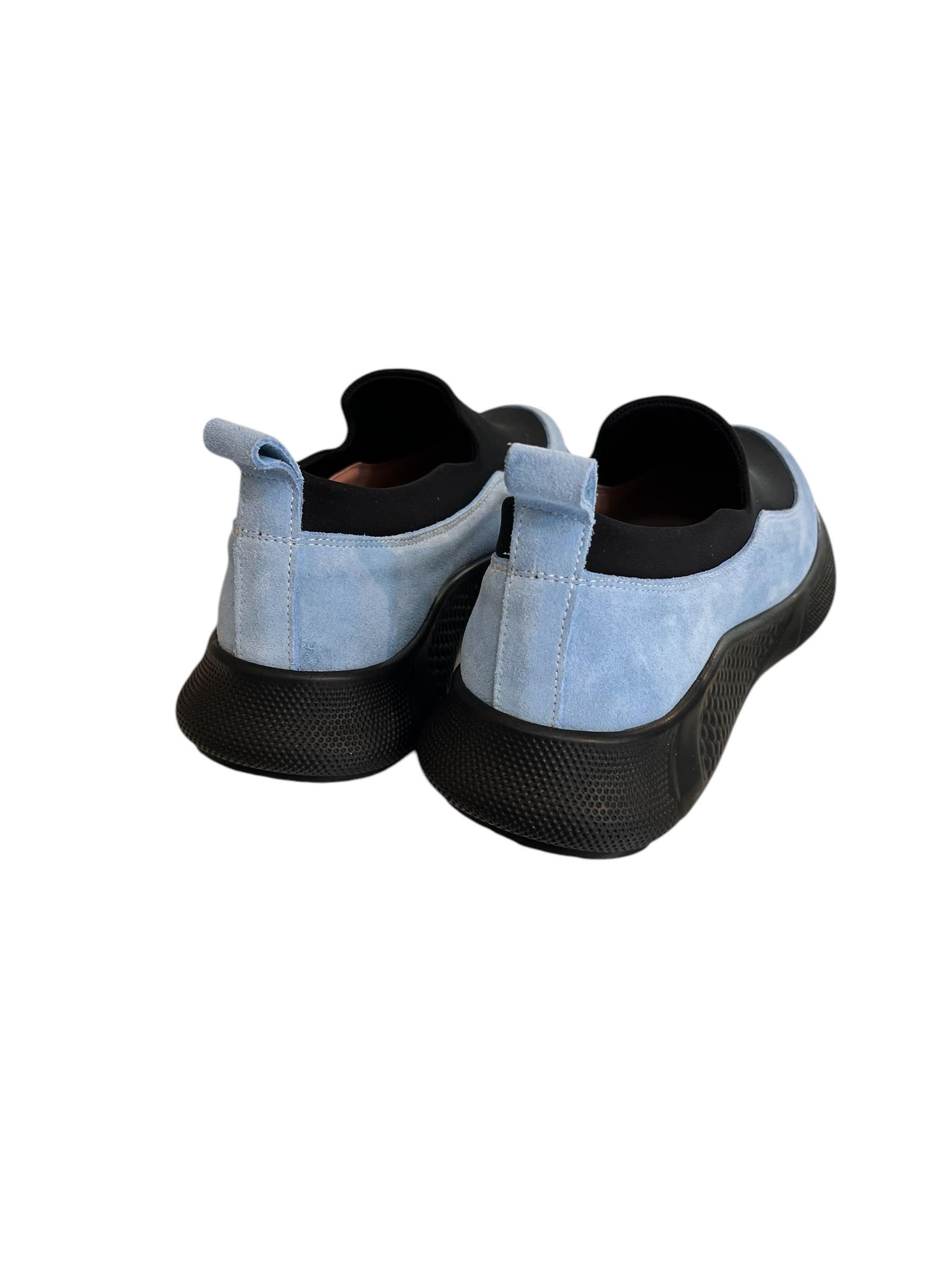 Turkuaz Süet Hakiki Deri Strech Yüzlü Comfort Sneaker