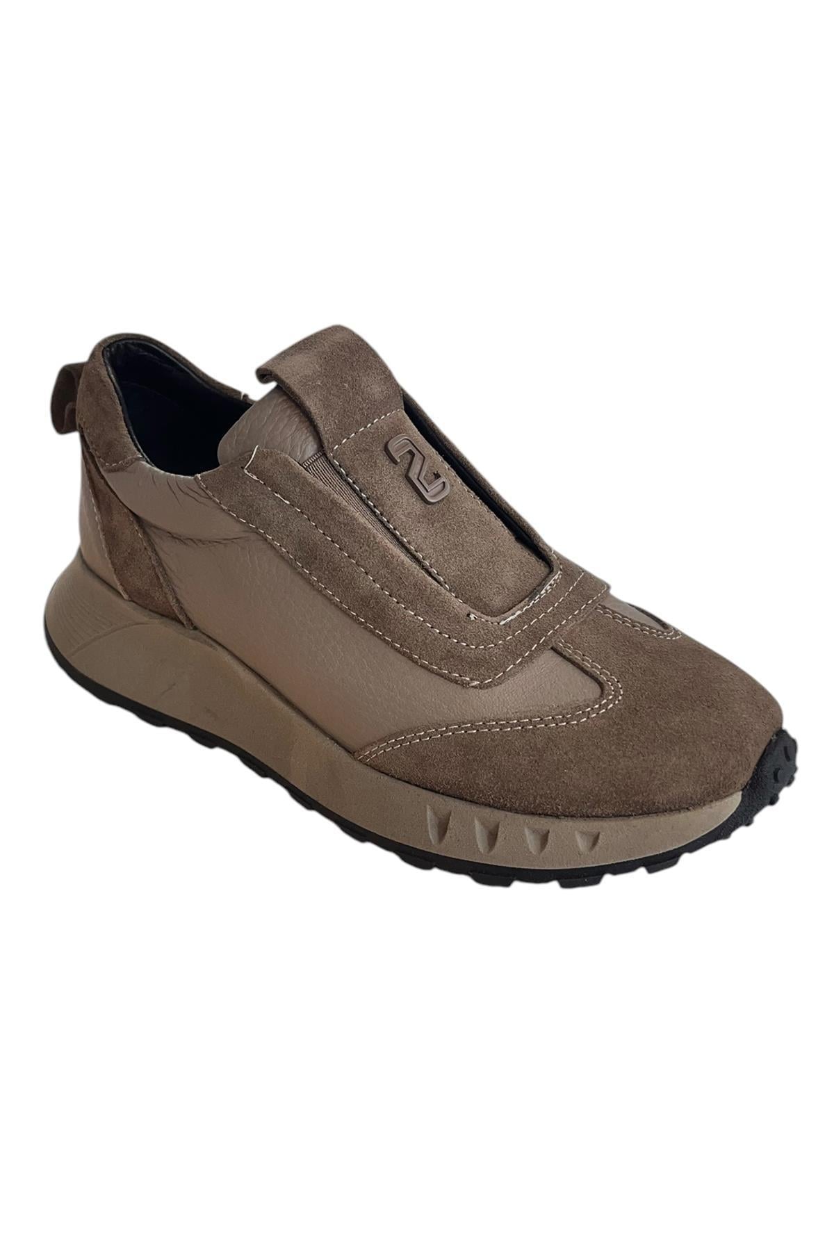 Vizon Hakiki Deri Süet  Comfort Taban Sneaker