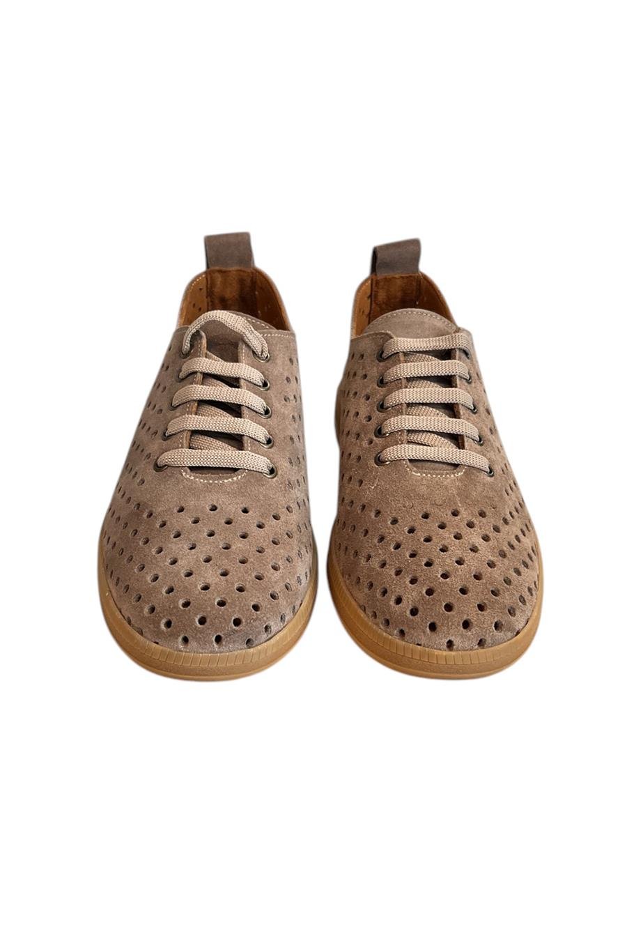 Vizon Hakiki Deri Süet Delikli Comfort Taban Bağcıklı Ayakkabı