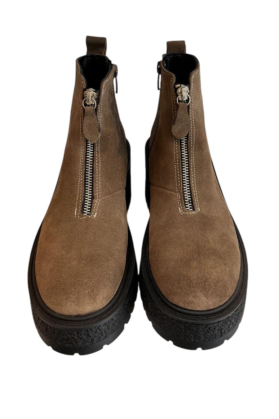 Vizon Hakiki Deri Süet Fermuar Detay Bot