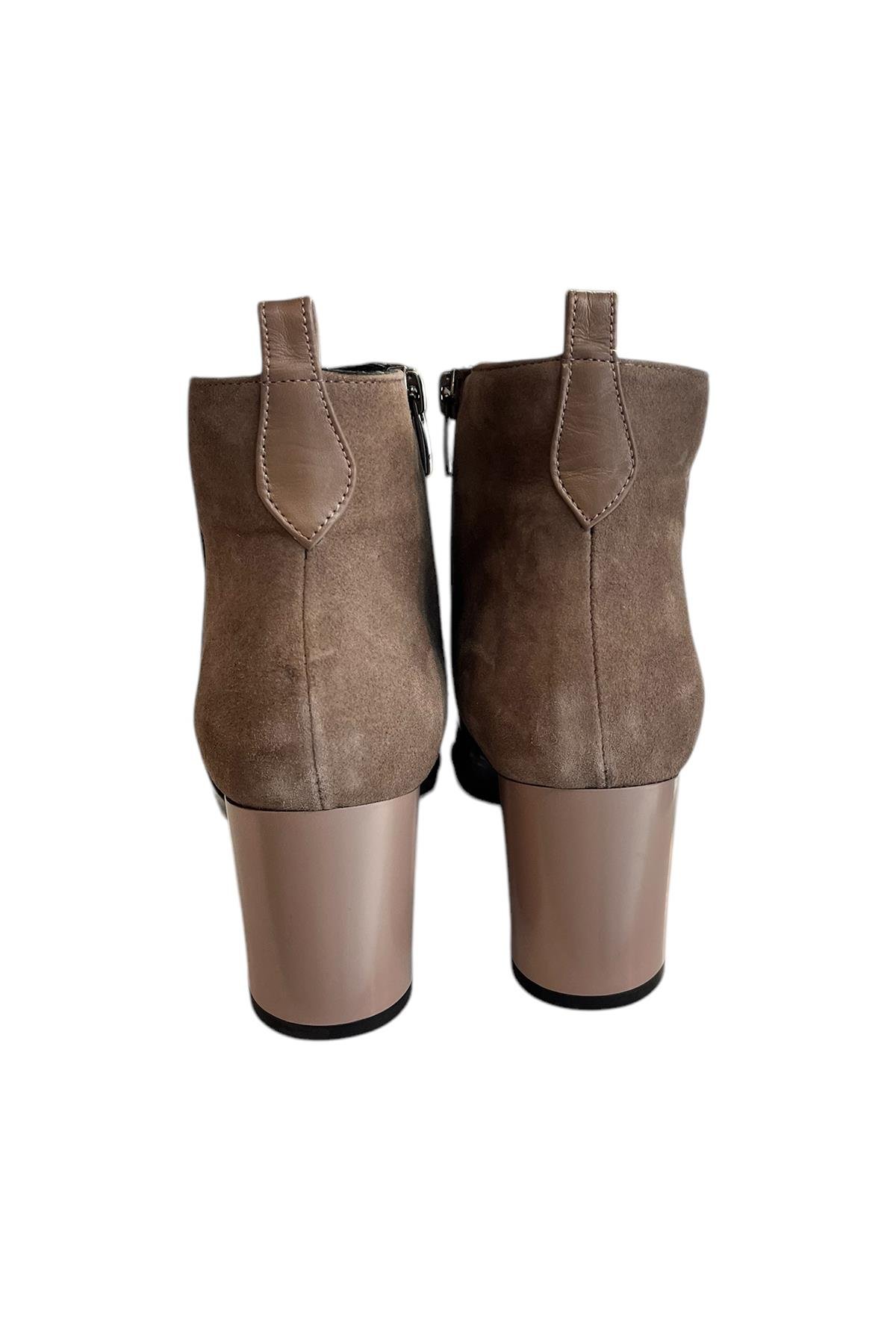 Vizon Hakiki Krokodil Deri Topuklu Bot