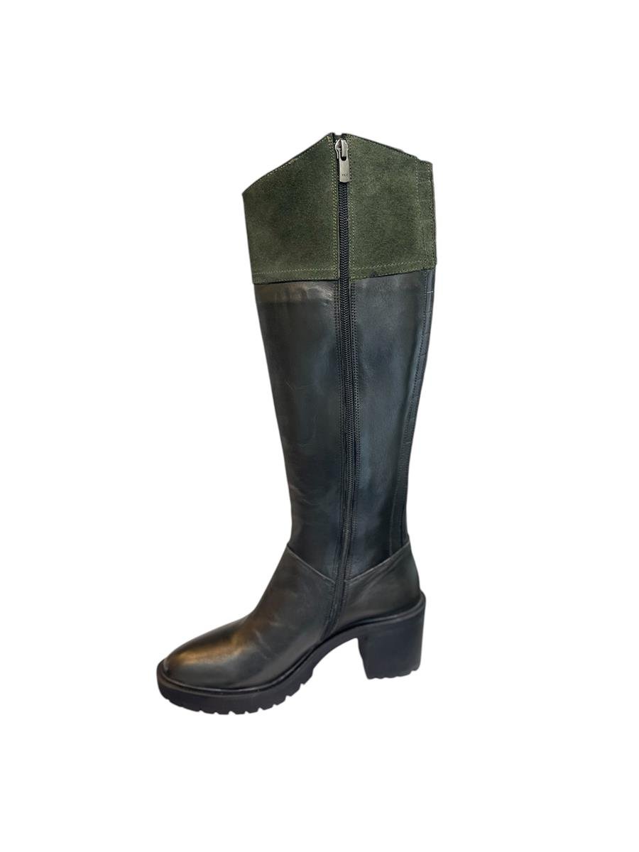 Yeşil Hakiki  Deri Kalın Taban Çizme