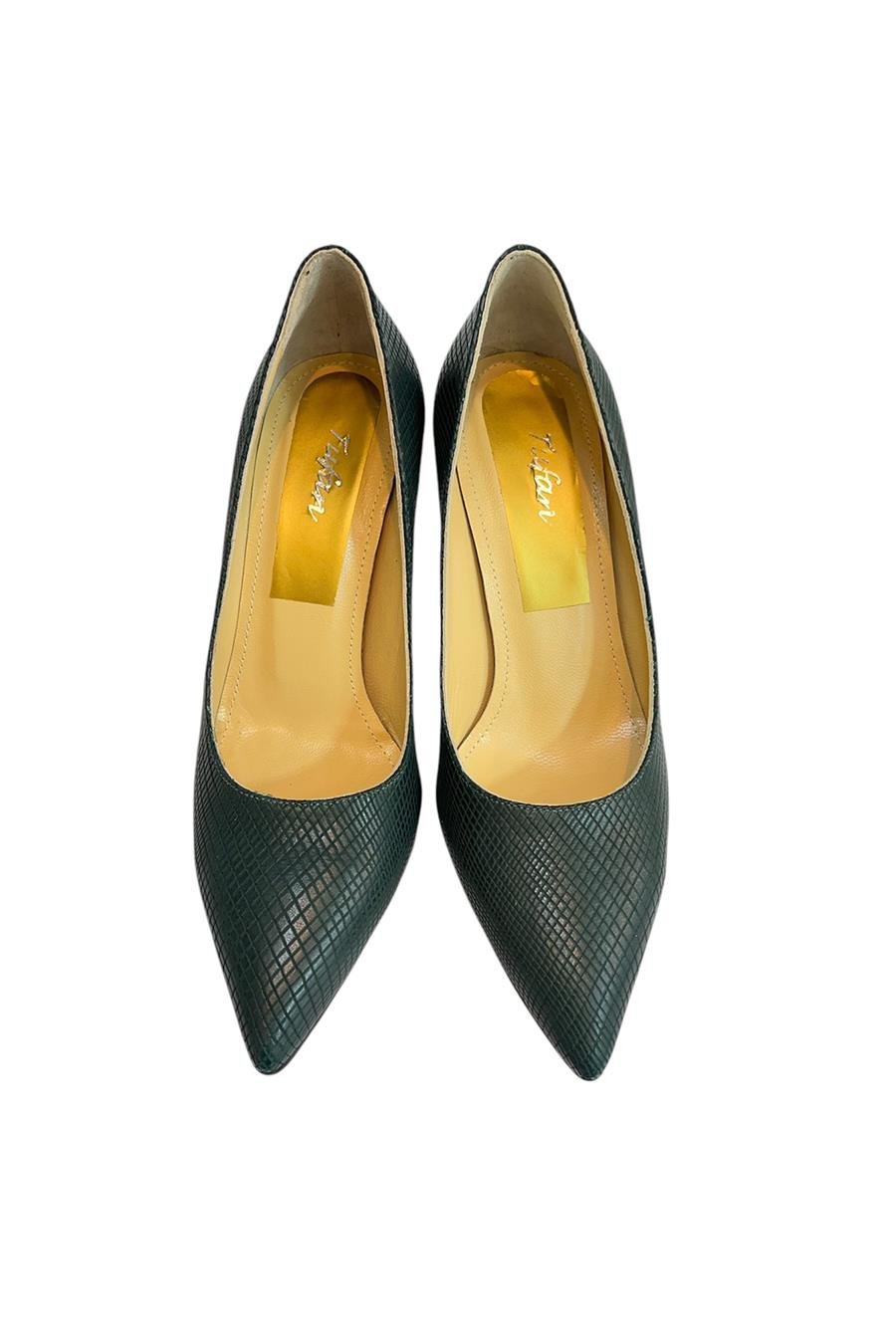 Yeşil Hakiki Deri Stiletto