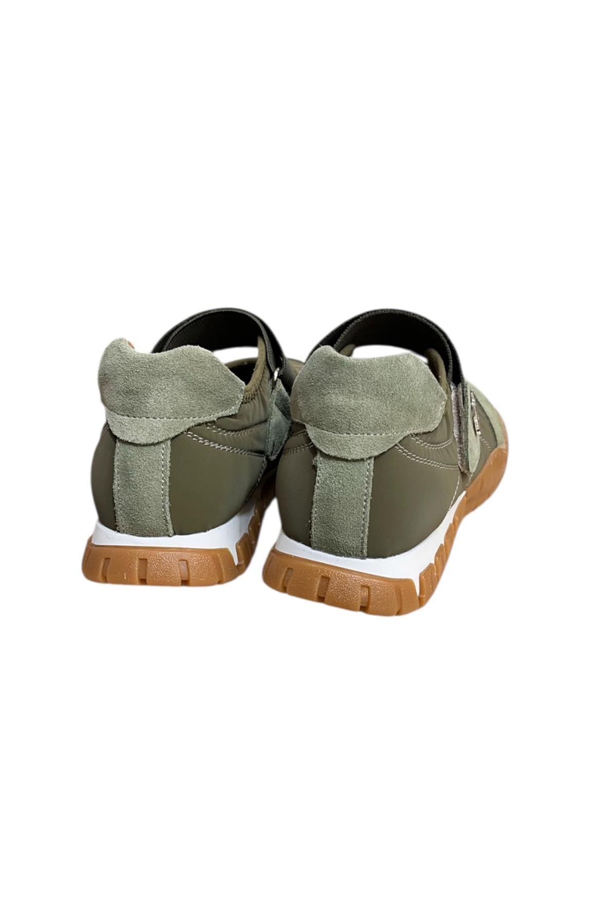 Yeşil Hakiki Deri Süet Detaylı Su Geçirmez Kumaş Comfort Sportif Ayakkabı