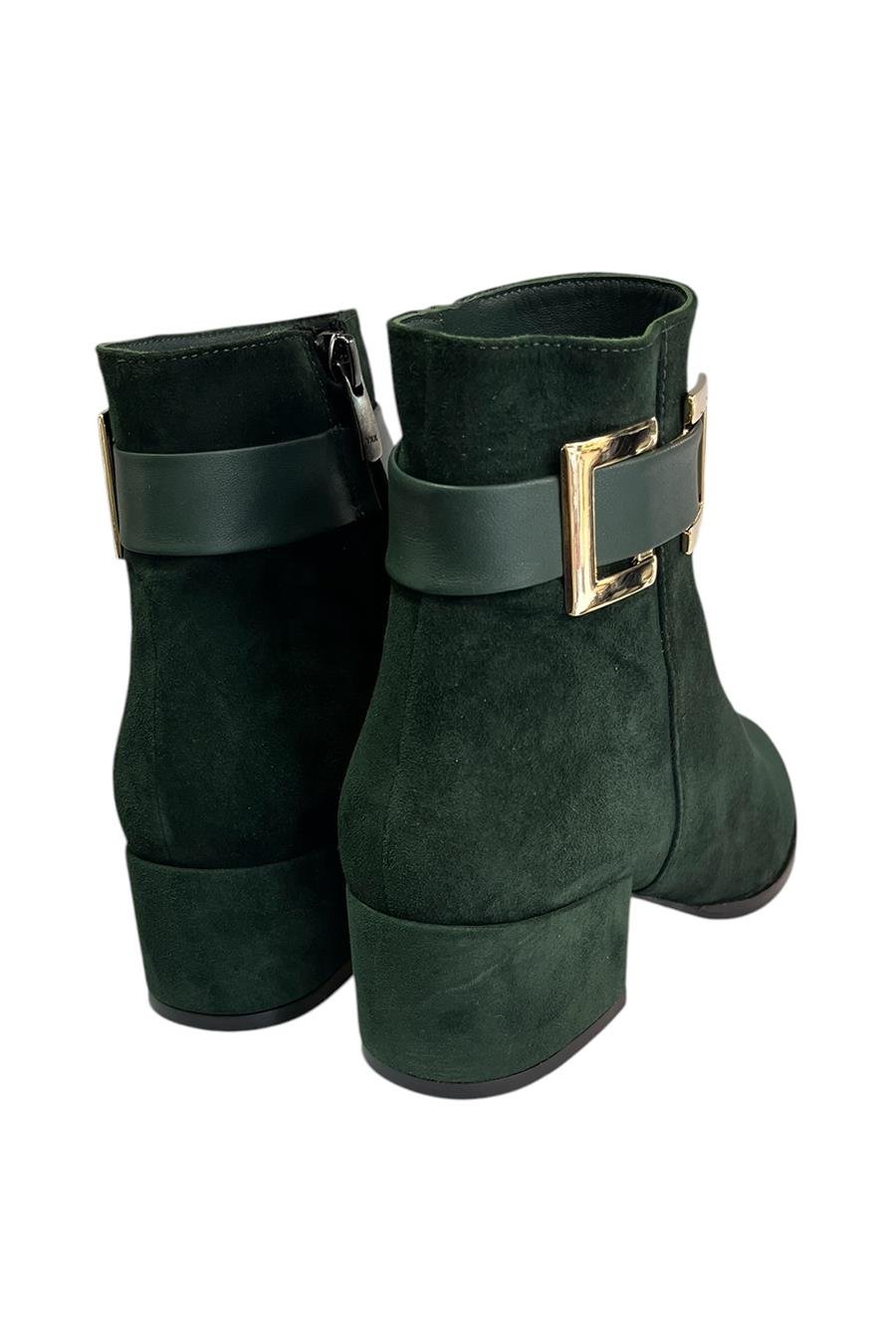 Yeşil Hakiki Süet Deri İçi Sıcak Astar Bot