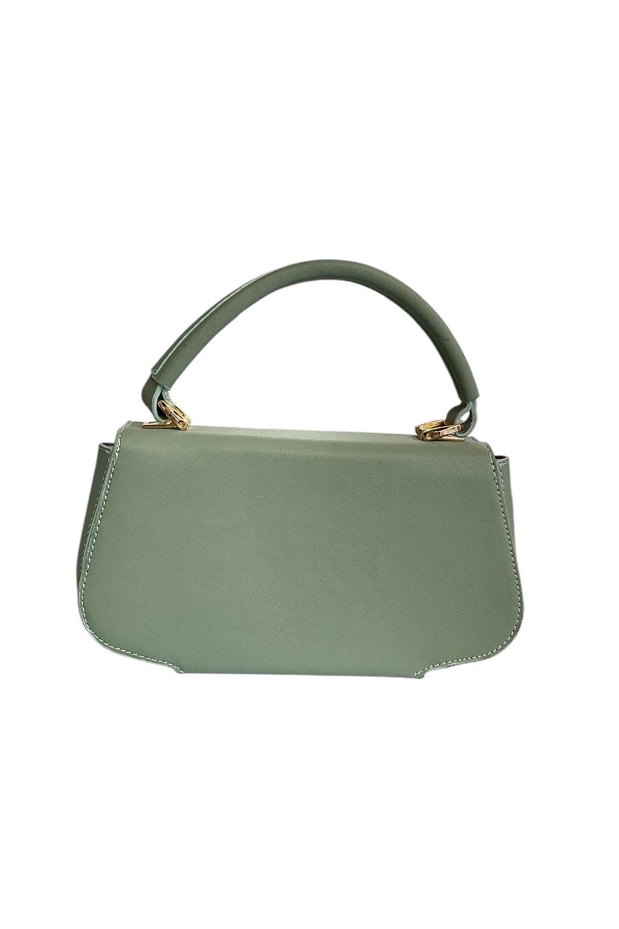 Yeşil Suni Deri 3 Bölmeli El Ve Omuz Çantası