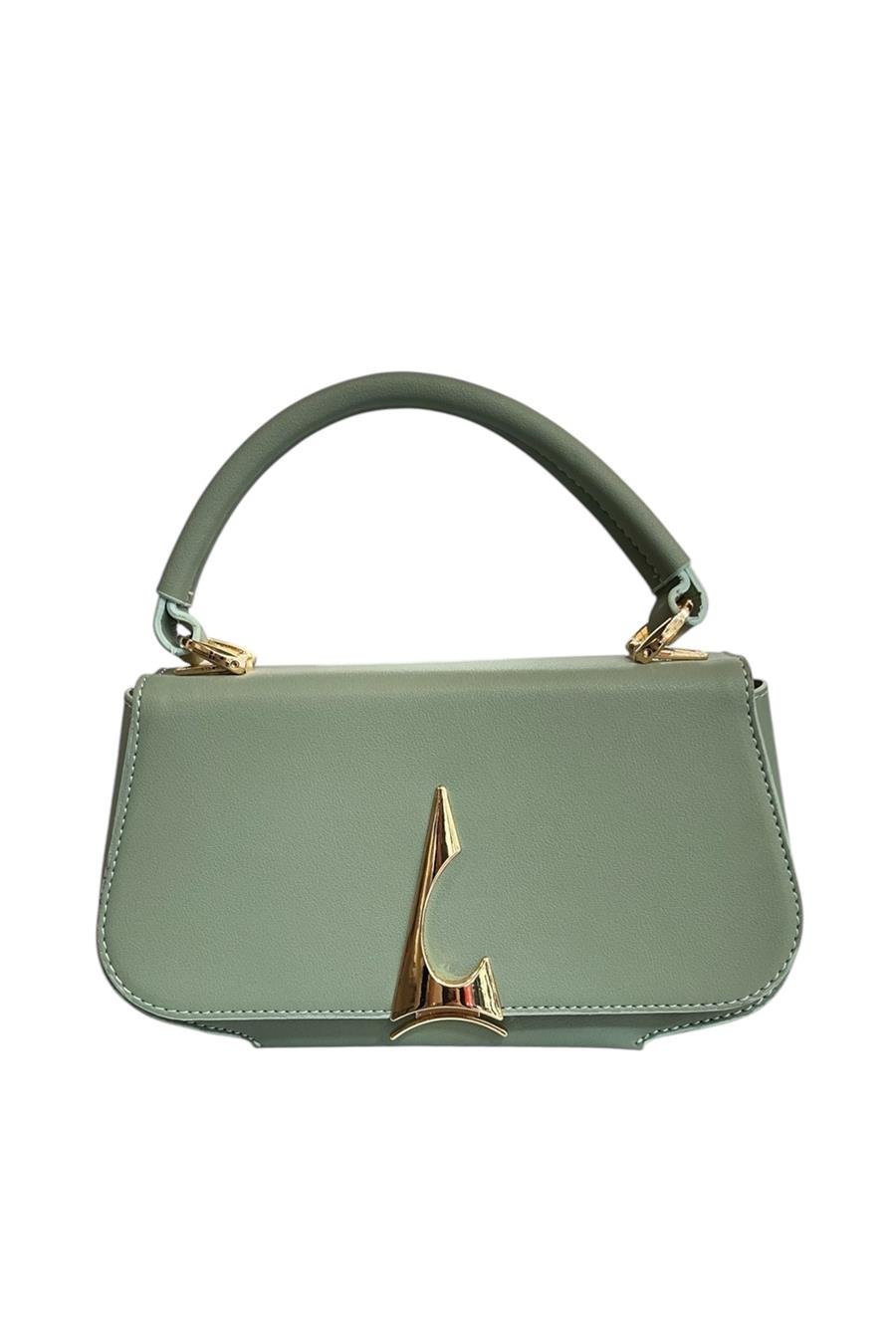 Yeşil Suni Deri 3 Bölmeli El Ve Omuz Çantası