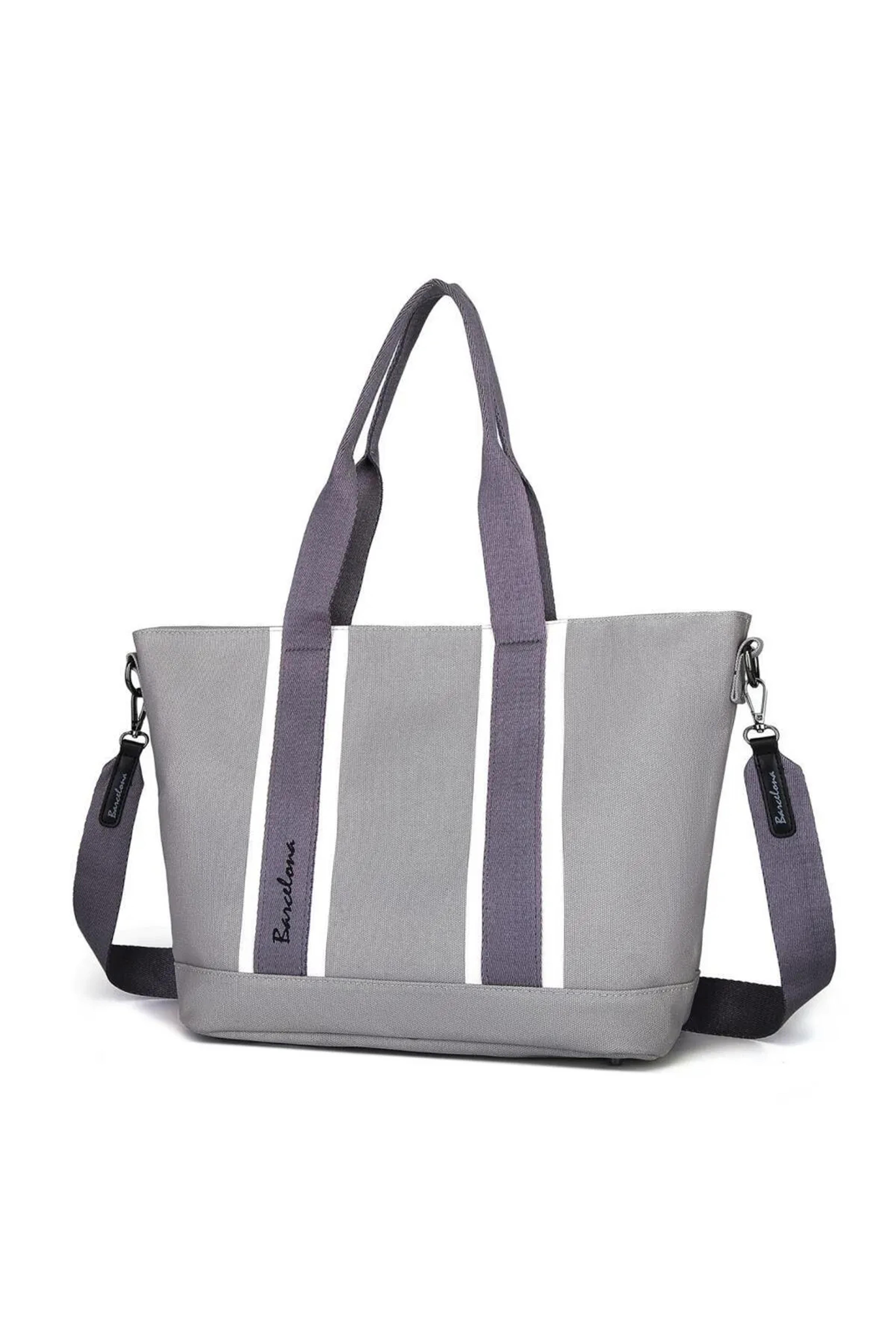 BARCELONA 21K Barcelona Dev Boy Exclusive Kanvas Kumaş Kadın Omuz Çantası 1312 - Koyu Gri Pudra - Koyu Gri Pudra