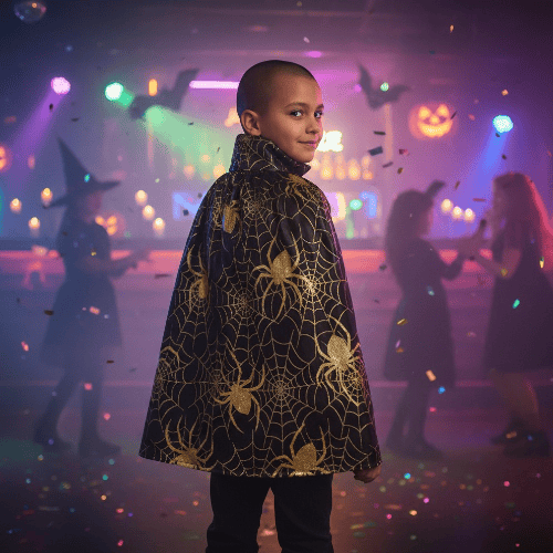 HALLOWEEN CADI PELERİN SİYAH BASKILI 77 CM