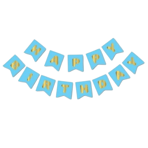 HAPPY BIRTHDAY BANNER YALDIZLI MAVİ GOLD
