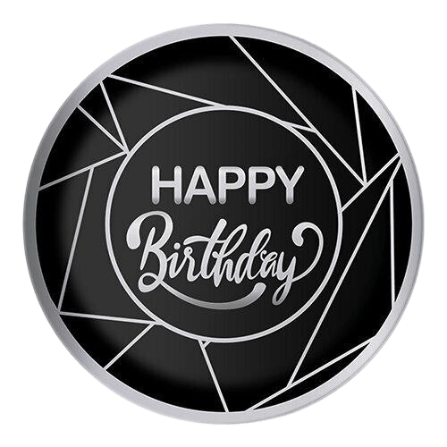 KARTON TABAK HAPPY BIRTHDAY SİYAH GÜMÜŞ YALDIZLI 8 Lİ