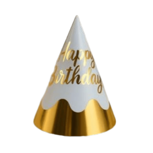 KÜLAH ŞAPKA HAPPY BIRTHDAY BEYAZ GOLD DALGALI