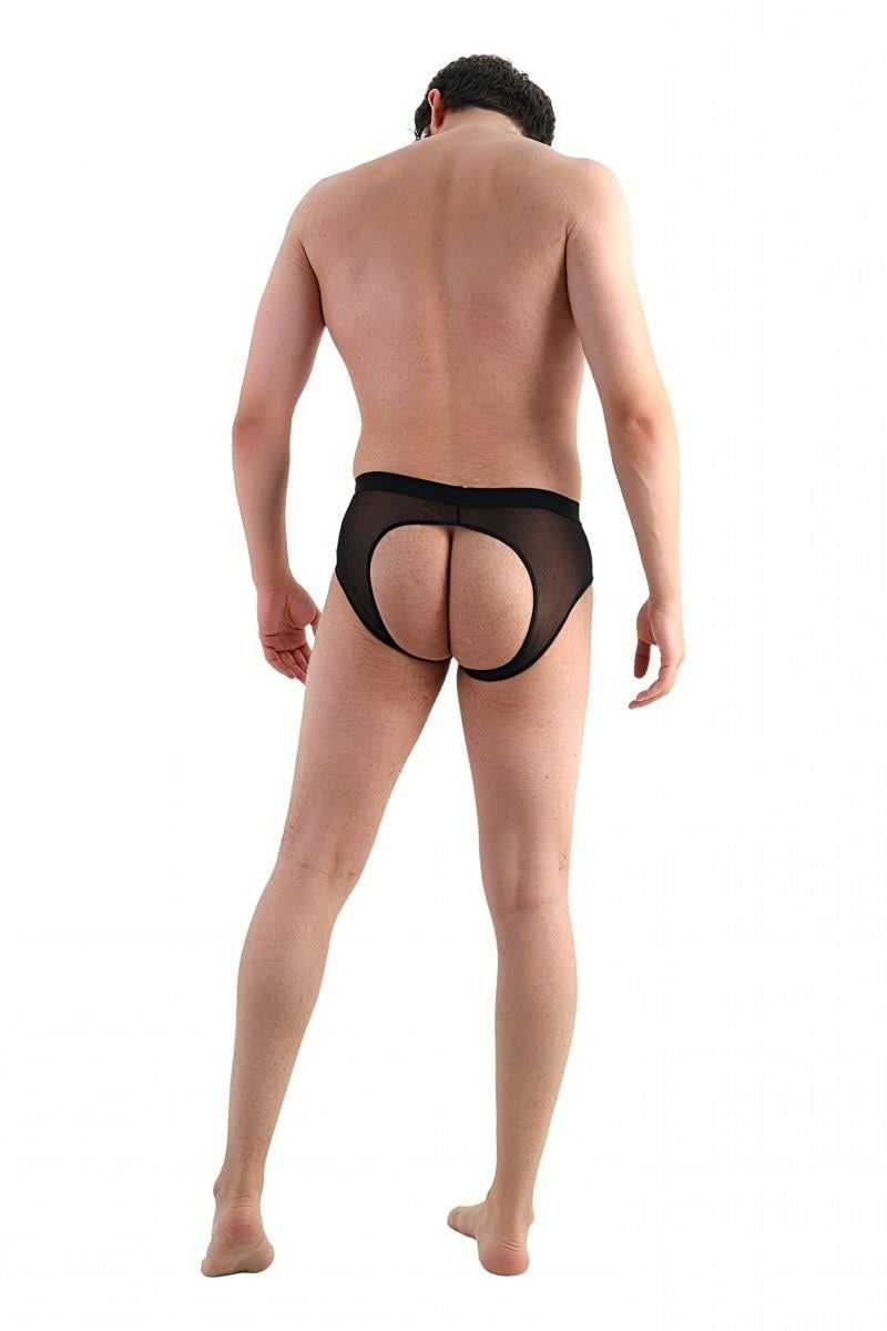 JEU JEU NUZZLE – Siyah Tül & Lastik Detaylı Transparan Erkek Jockstrap