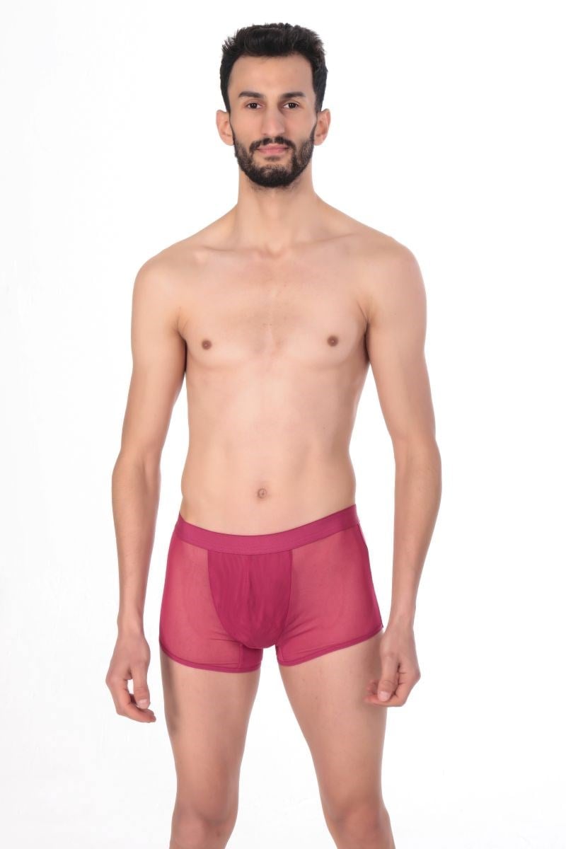 Jeu Jeu Sheer Boxer – Transparan İnce Tül Modern Erkek Boxer Fuşya