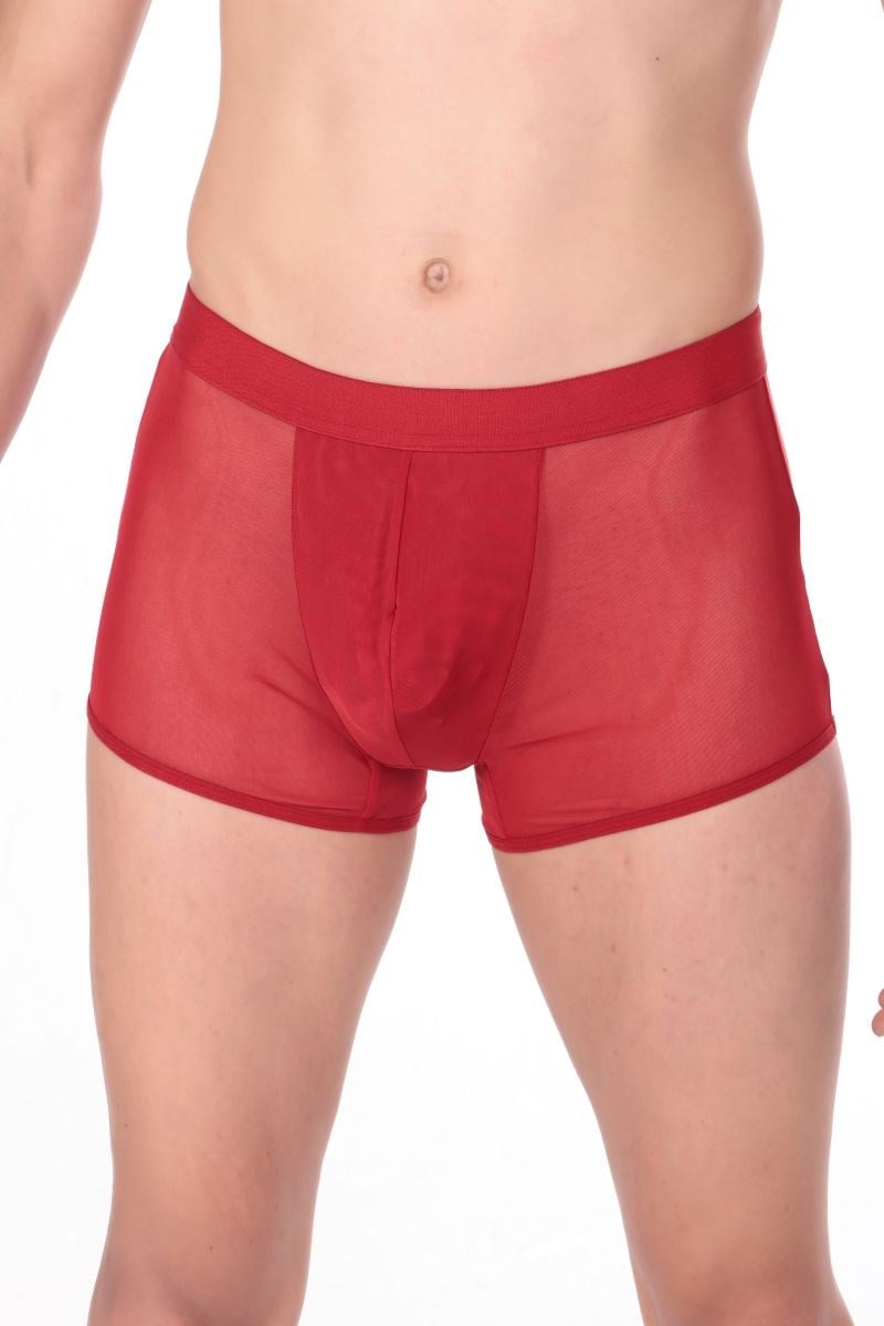 Jeu Jeu Sheer Boxer – Transparan İnce Tül Modern Erkek Boxer Kırmızı