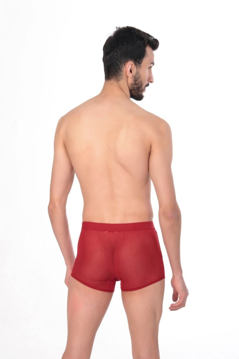 Jeu Jeu Sheer Boxer – Transparan İnce Tül Modern Erkek Boxer Kırmızı