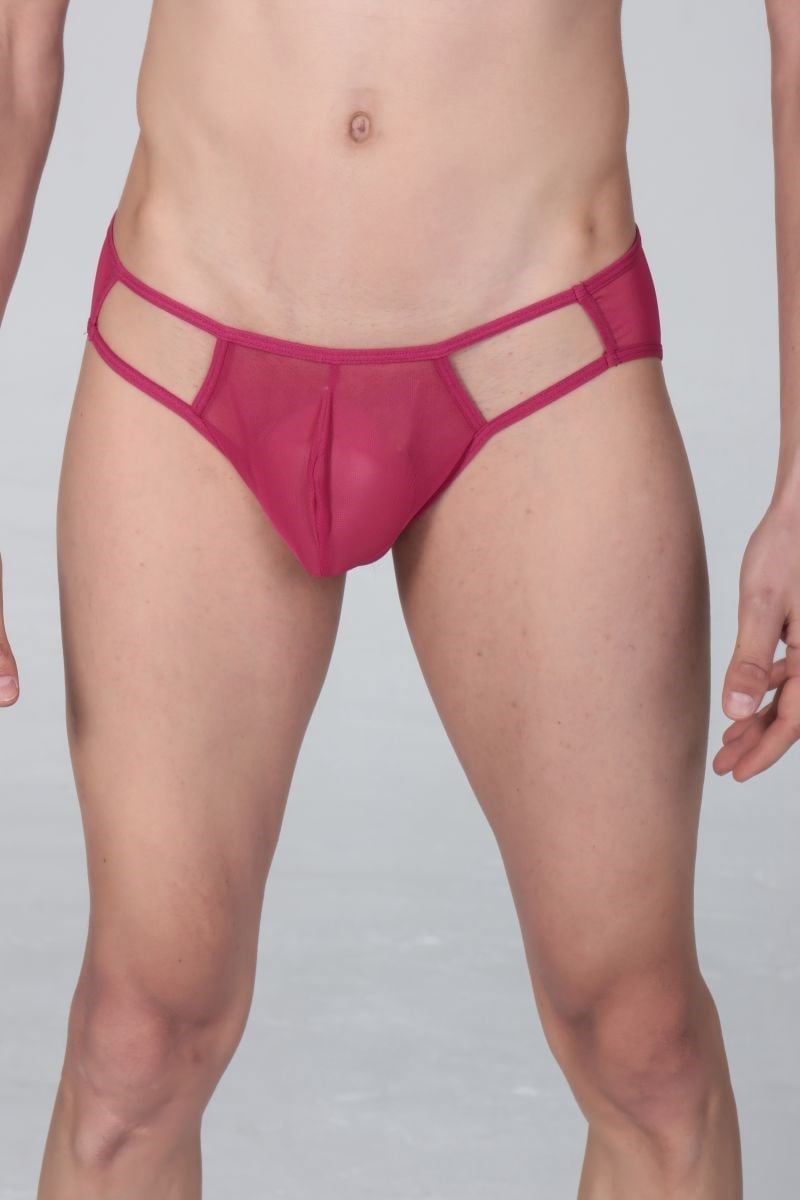 Jeu Jeu Sheer Cut Slip – Transparan Yan Kesitli Modern Erkek Slip Fuşya