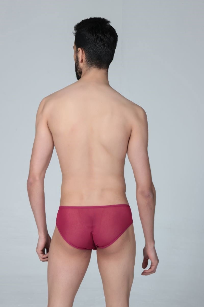 Jeu Jeu Sheer Cut Slip – Transparan Yan Kesitli Modern Erkek Slip Fuşya