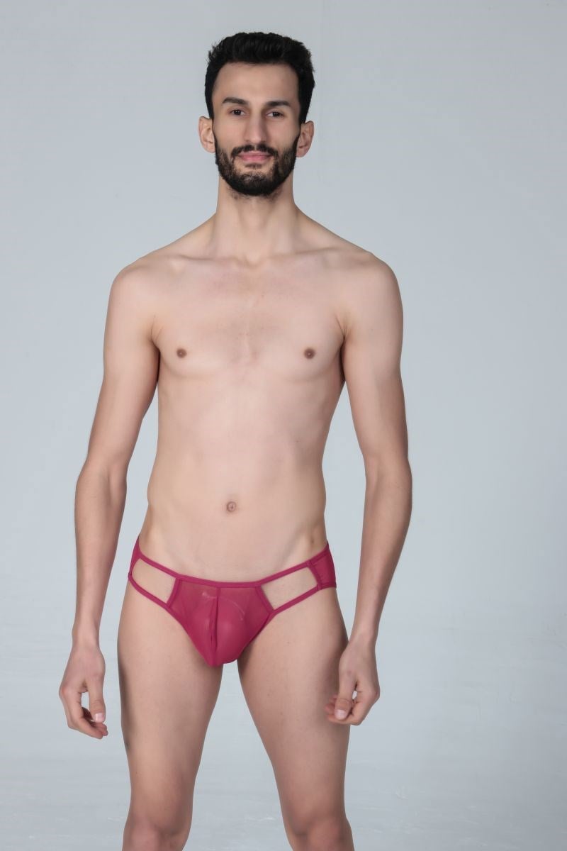 Jeu Jeu Sheer Cut Slip – Transparan Yan Kesitli Modern Erkek Slip Fuşya