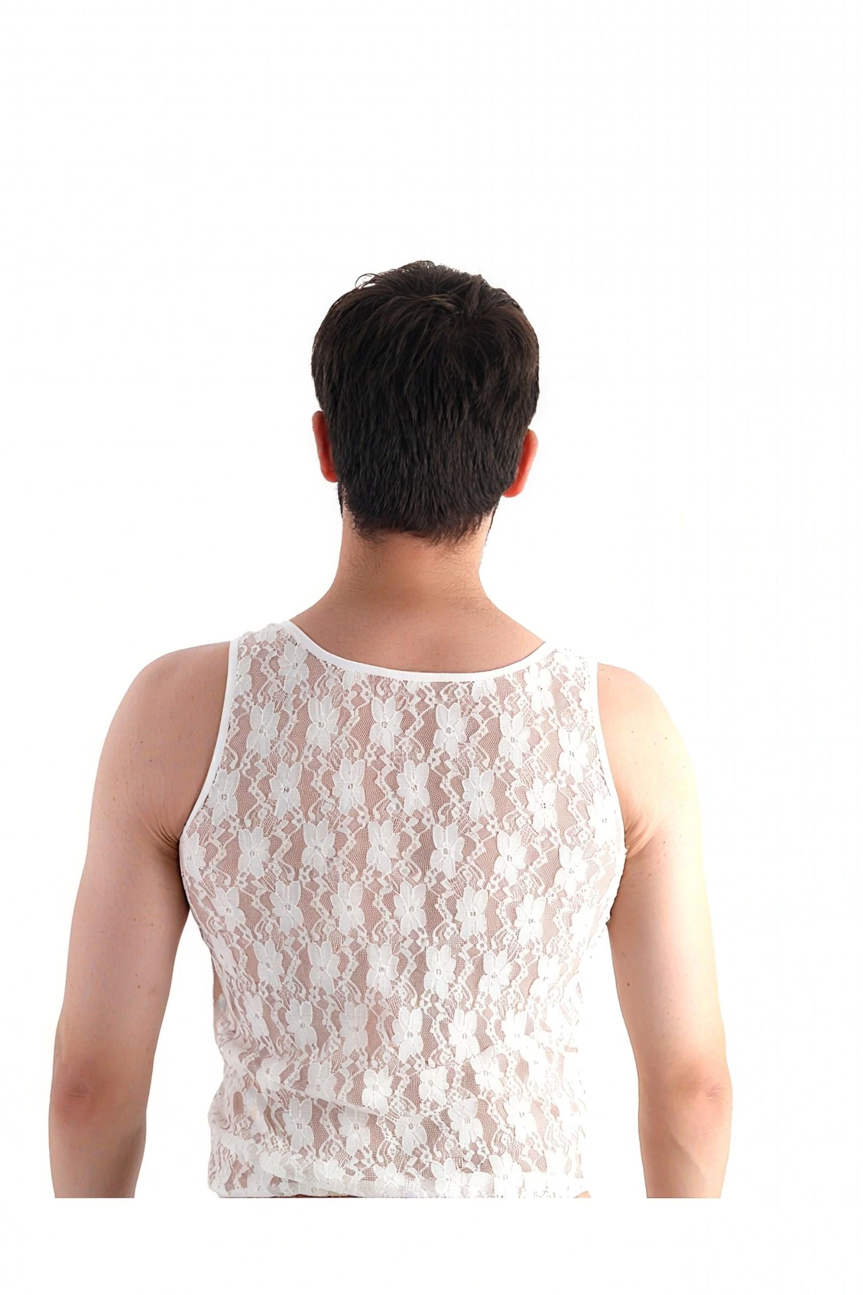 SHIVER Dantel Transparan Fantezi Erkek Takımı (Slip & Atlet)