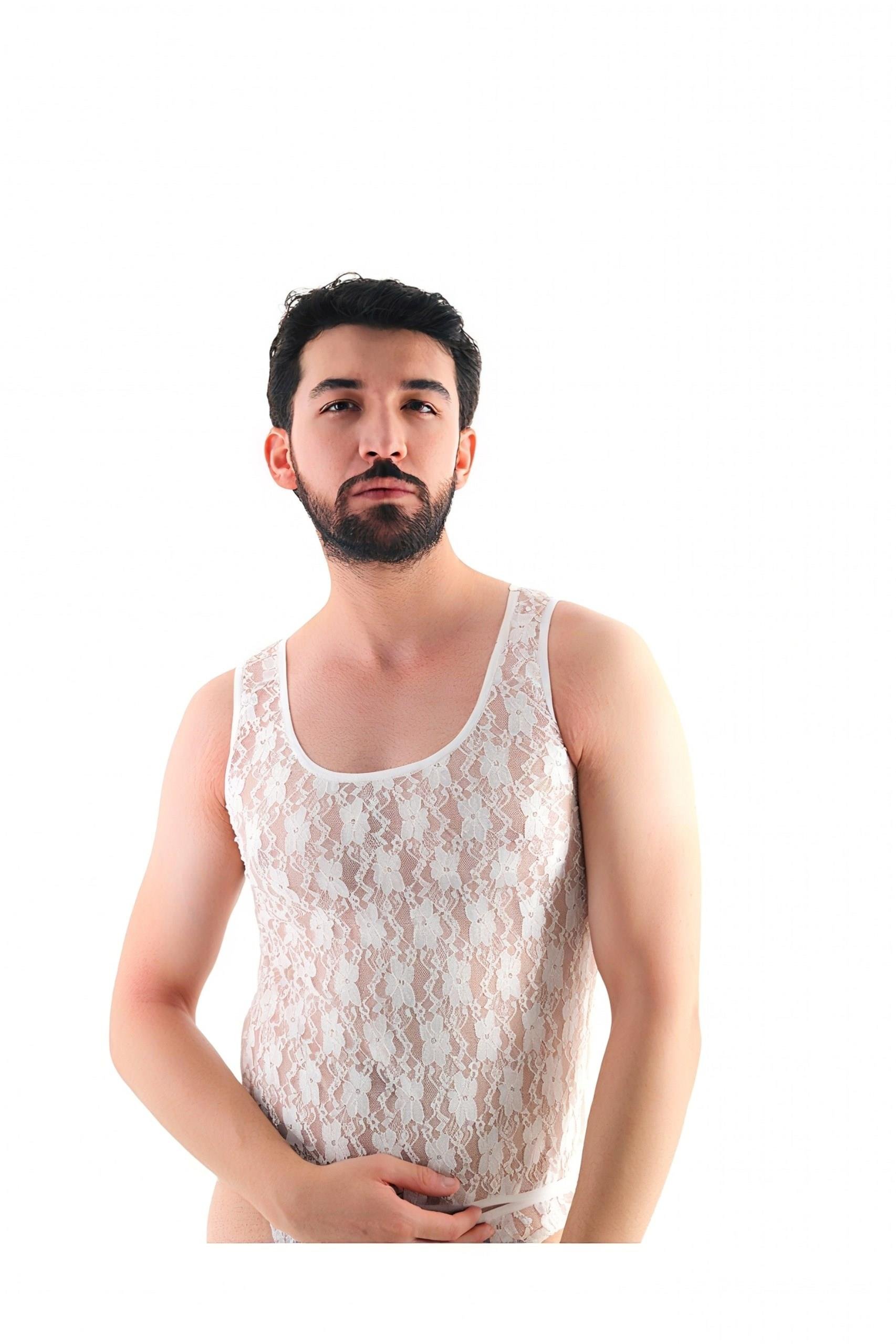 SHIVER Dantel Transparan Fantezi Erkek Takımı (Slip & Atlet)