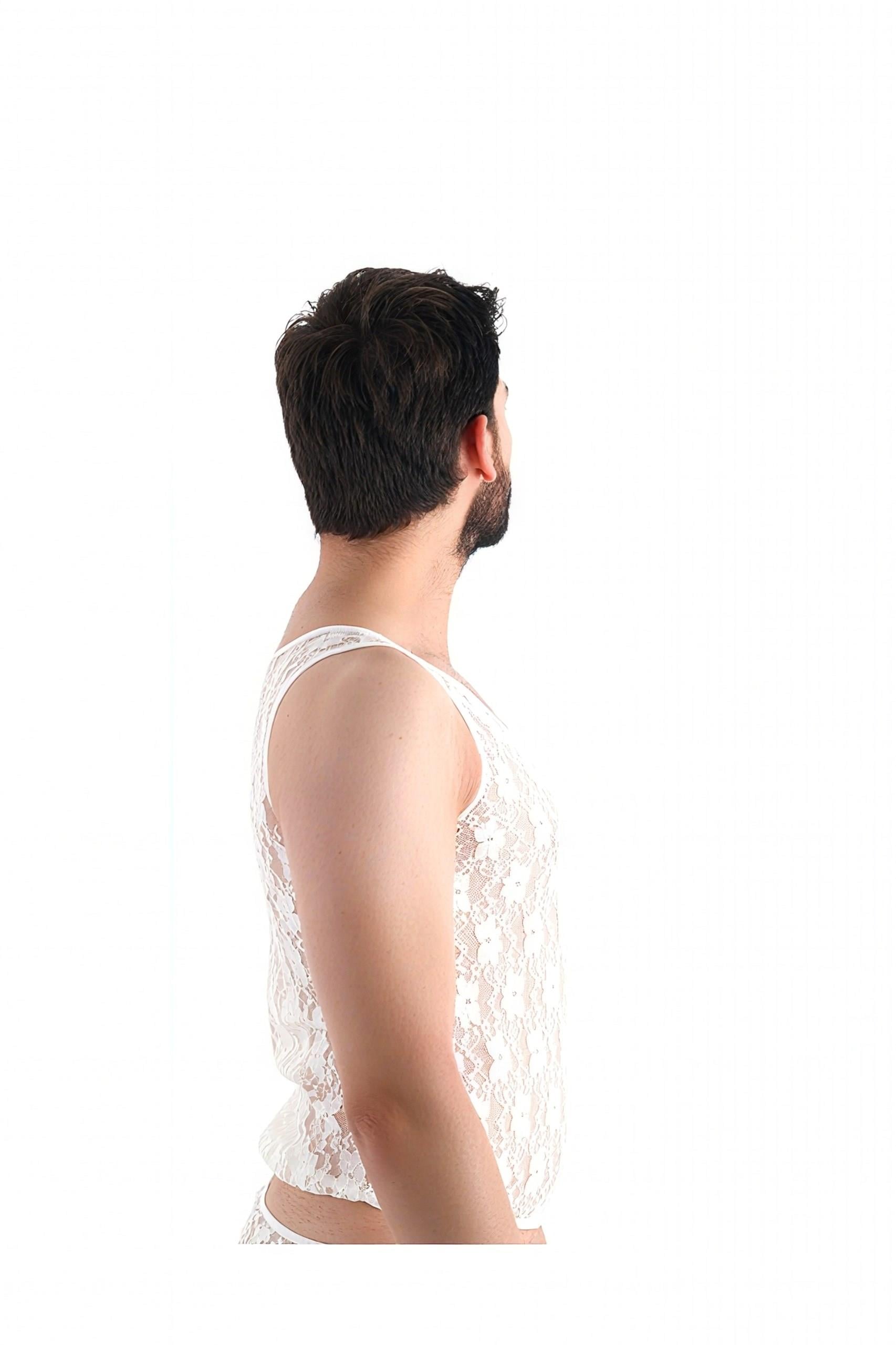 SHIVER Dantel Transparan Fantezi Erkek Takımı (Slip & Atlet)