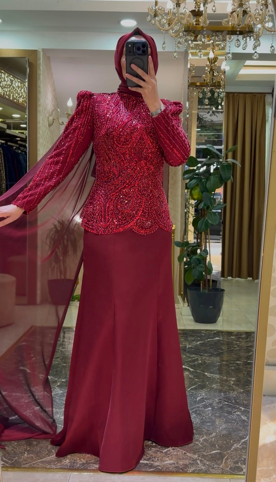 Pınar Şems Aksoy Abiye Bordo