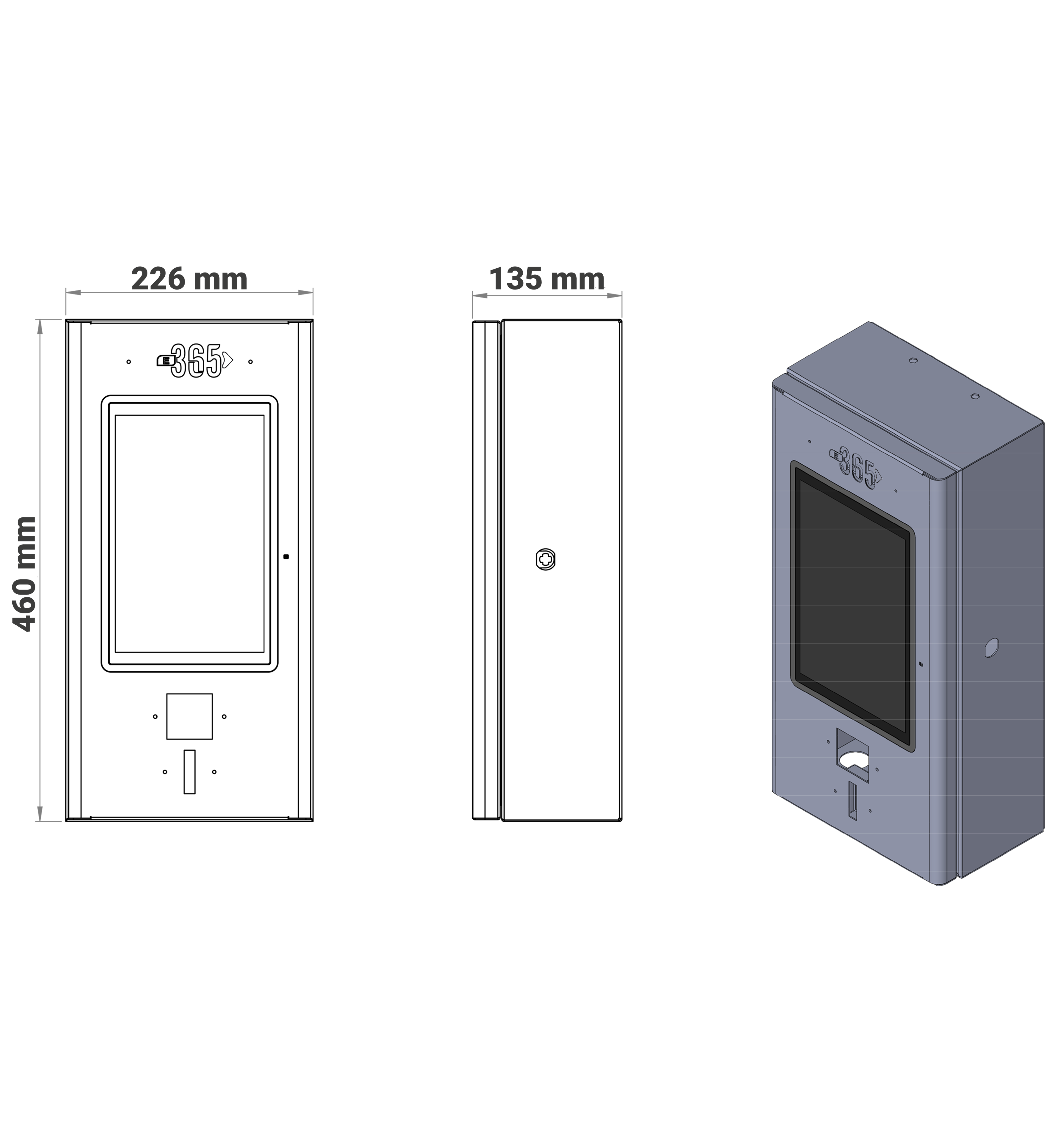 E 365 AC Duvar Tip 10 İnç Ekranlı MID Sayaçlı Tek Soketli RFID 22kW Şarj İstasyonu (Bireysel ve Ticari Kullanıcı)