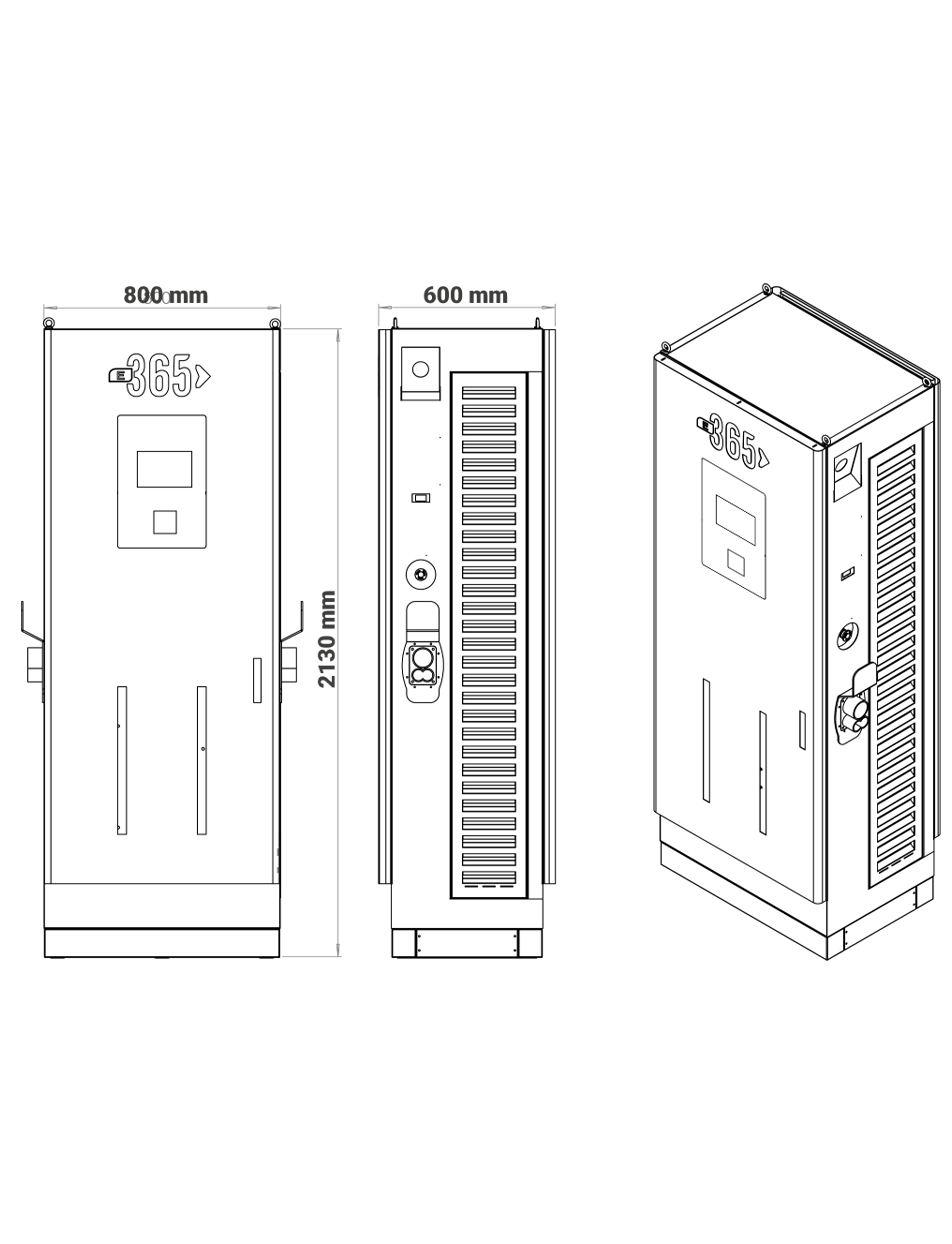 E 365 DC Dikili Tip 10 İnç Ekranlı Acrel Sayaçlı Çift Kablolu RFID 240kW Şarj İstasyonu
