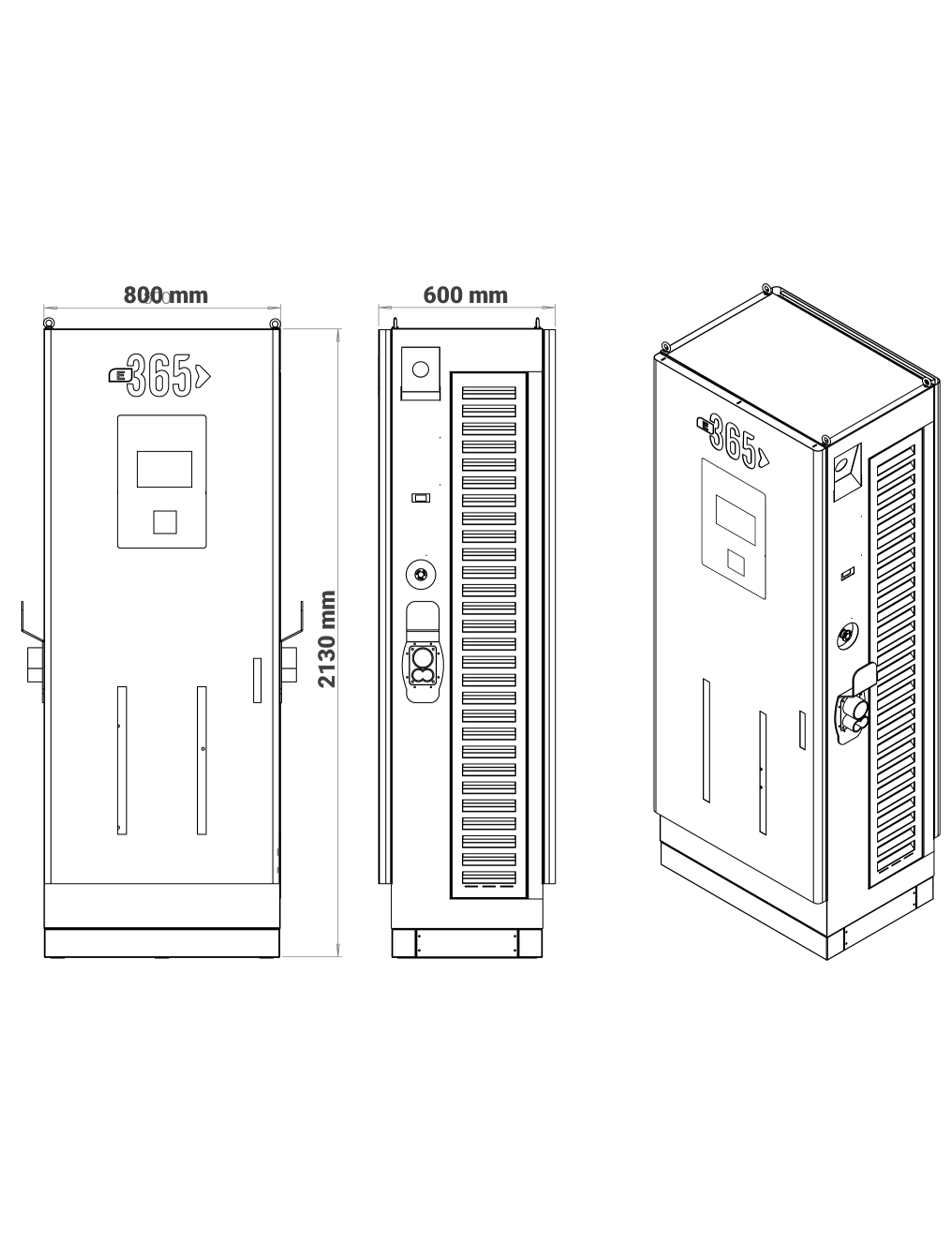 E 365 DC Dikili Tip 10 İnç Ekranlı Acrel Sayaçlı Tek Kablolu RFID 160kW Şarj İstasyonu