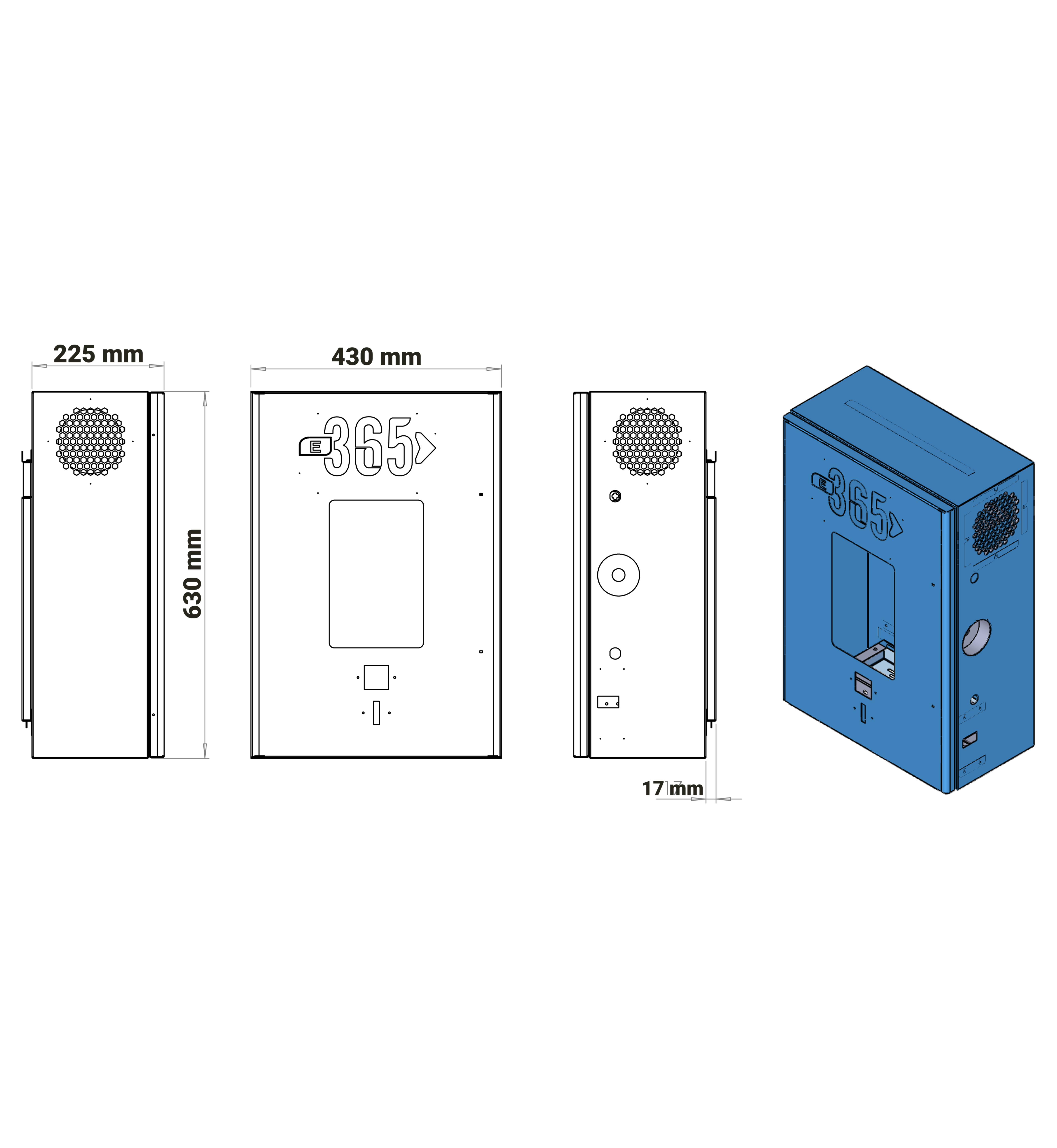 E 365 DC Duvar Tip 10 İnç Ekranlı Acrel Sayaçlı Tek Kablolu RFID 40kW Şarj İstasyonu (Bireysel ve Ticari Kullanıcı)